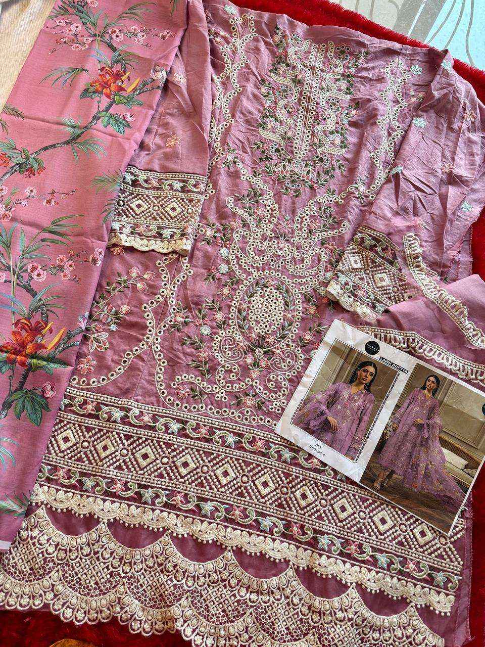 MEHBOOB TEX DESIGN NO - 1608 ABCD VISCOSE LAWN HEAVY SELF EMBROIDERED PAKISTANI SALWAR SUIT WHOLESALE PRICE ( 4 PCS CATALOG )