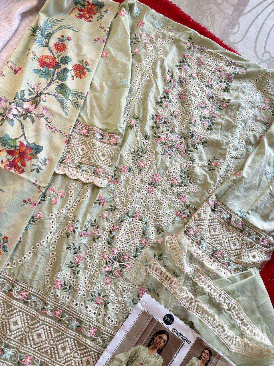 MEHBOOB TEX DESIGN NO - 1608 ABCD VISCOSE LAWN HEAVY SELF EMBROIDERED PAKISTANI SALWAR SUIT WHOLESALE PRICE ( 4 PCS CATALOG )