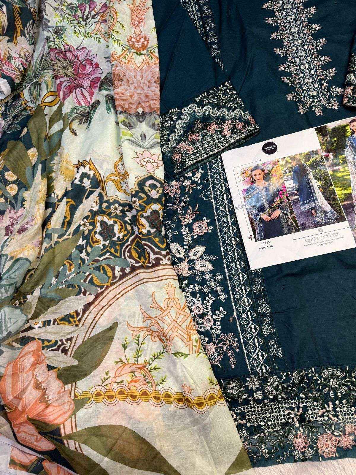 MEHBOOB TEX DESIGN NO - 1616 PURE COTTON HEAVY EMBROIDERED PAKISTANI DRESS WHOLESALE PRICE ( 1 PCS CATALOG )