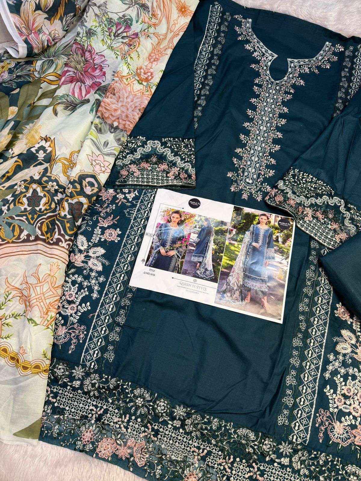 MEHBOOB TEX DESIGN NO - 1616 PURE COTTON HEAVY EMBROIDERED PAKISTANI DRESS WHOLESALE PRICE ( 1 PCS CATALOG )