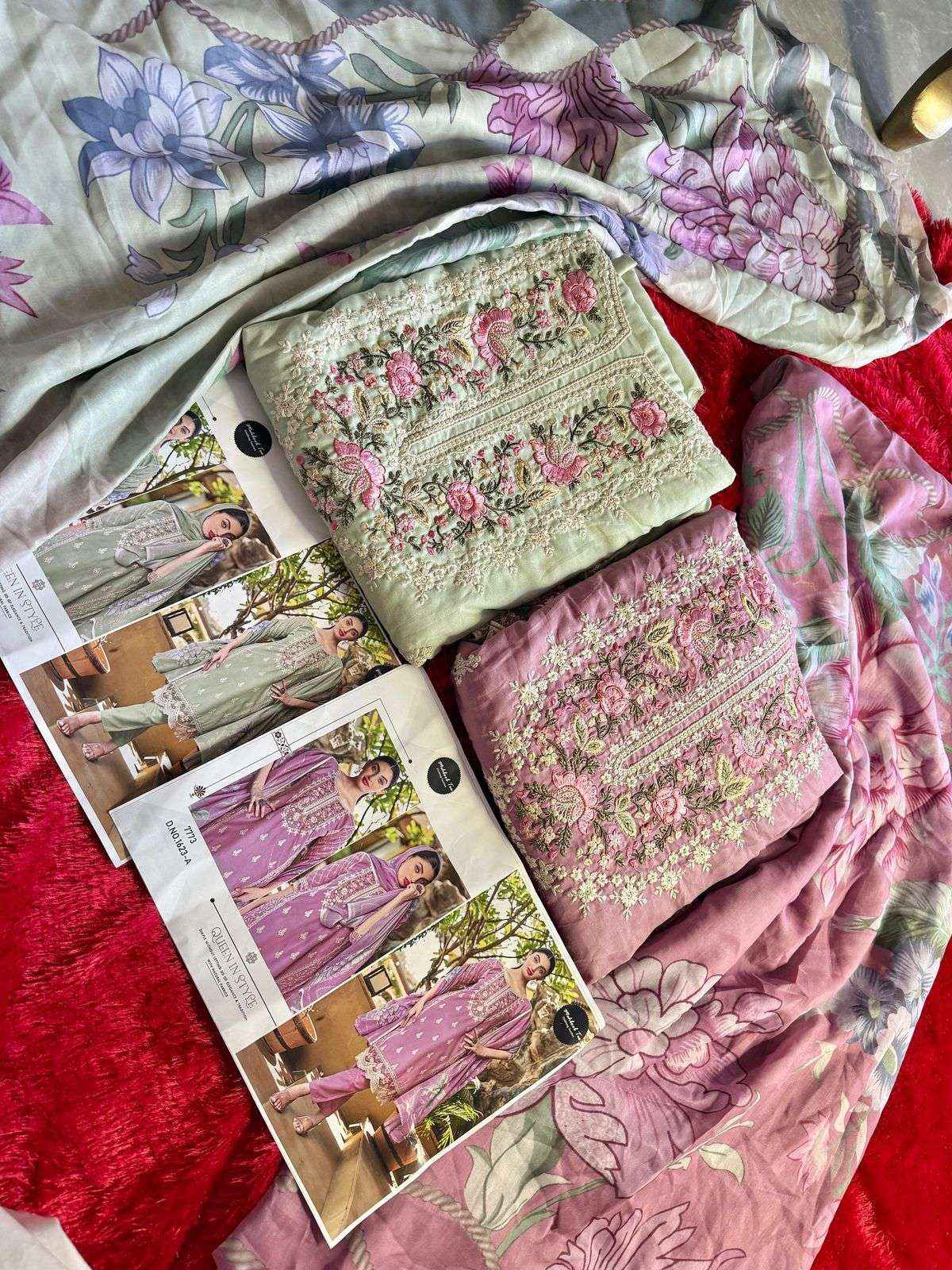 MEHBOOB TEX DESIGN NO - 1623 AB PURE COTTON PRINT HEAVY EMBROIDERED PAKISTANI DRESS MATERIAL WHOLESALE ( 2 PCS CATALOG )