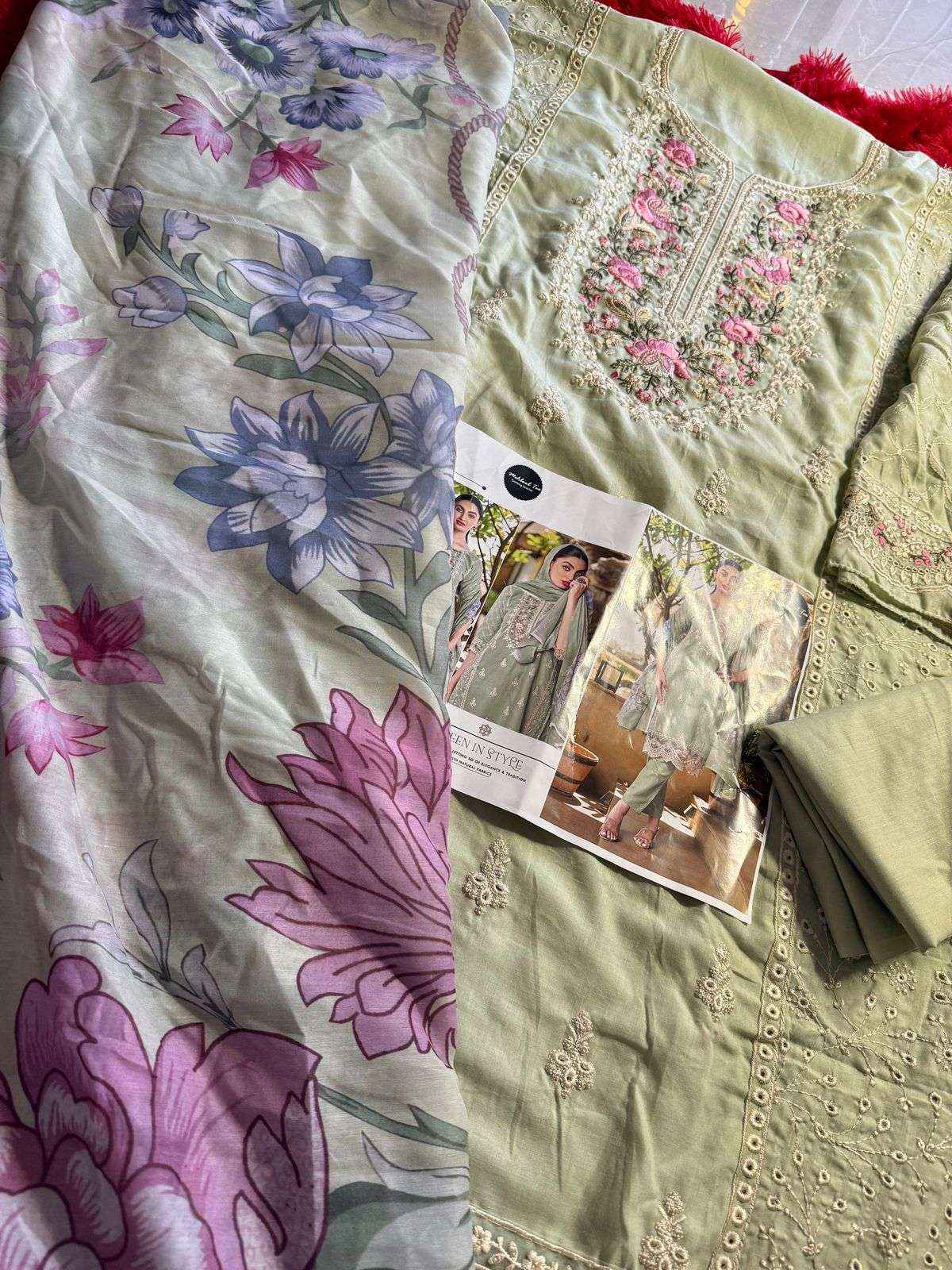 MEHBOOB TEX DESIGN NO - 1623 AB PURE COTTON PRINT HEAVY EMBROIDERED PAKISTANI DRESS MATERIAL WHOLESALE ( 2 PCS CATALOG )