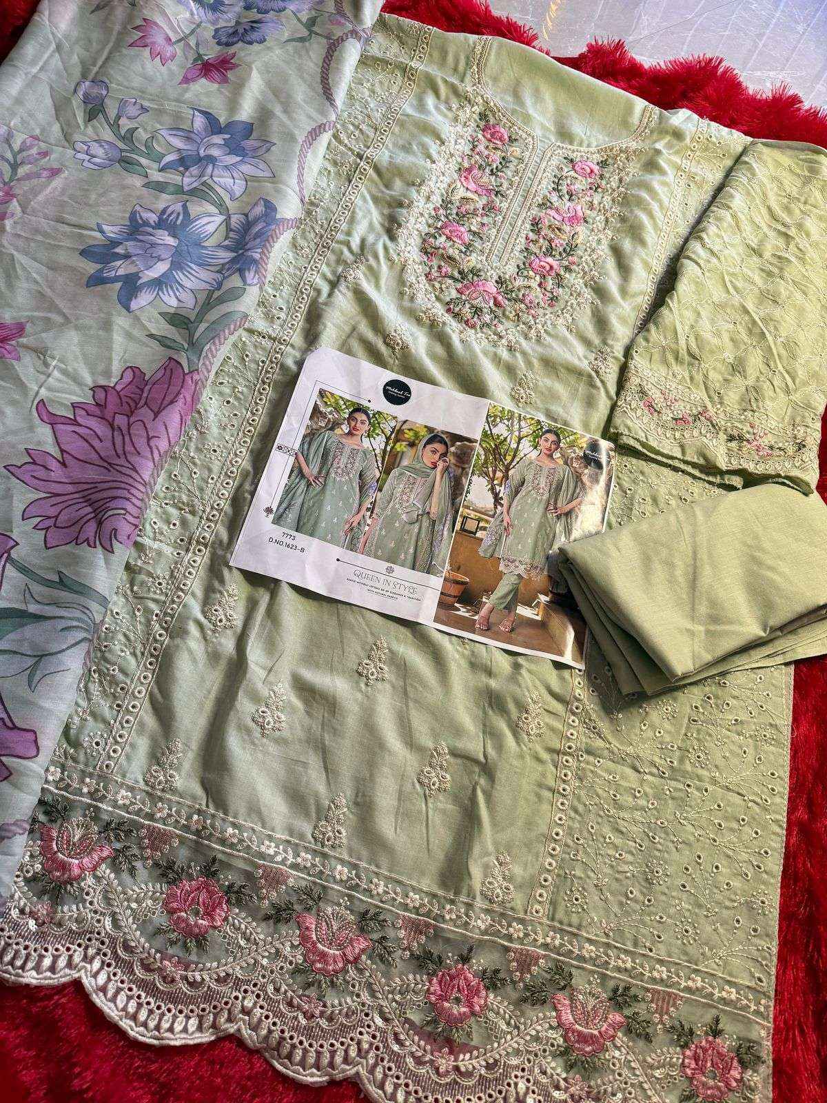 MEHBOOB TEX DESIGN NO - 1623 AB PURE COTTON PRINT HEAVY EMBROIDERED PAKISTANI DRESS MATERIAL WHOLESALE ( 2 PCS CATALOG )