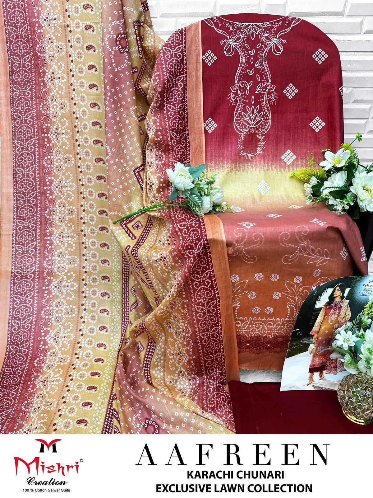 MISHRI CRATION AAFREEN PURE LAWN COTTON SUITS AT WHOLESALE PRICE ( 6 PCS CATALOGUE )