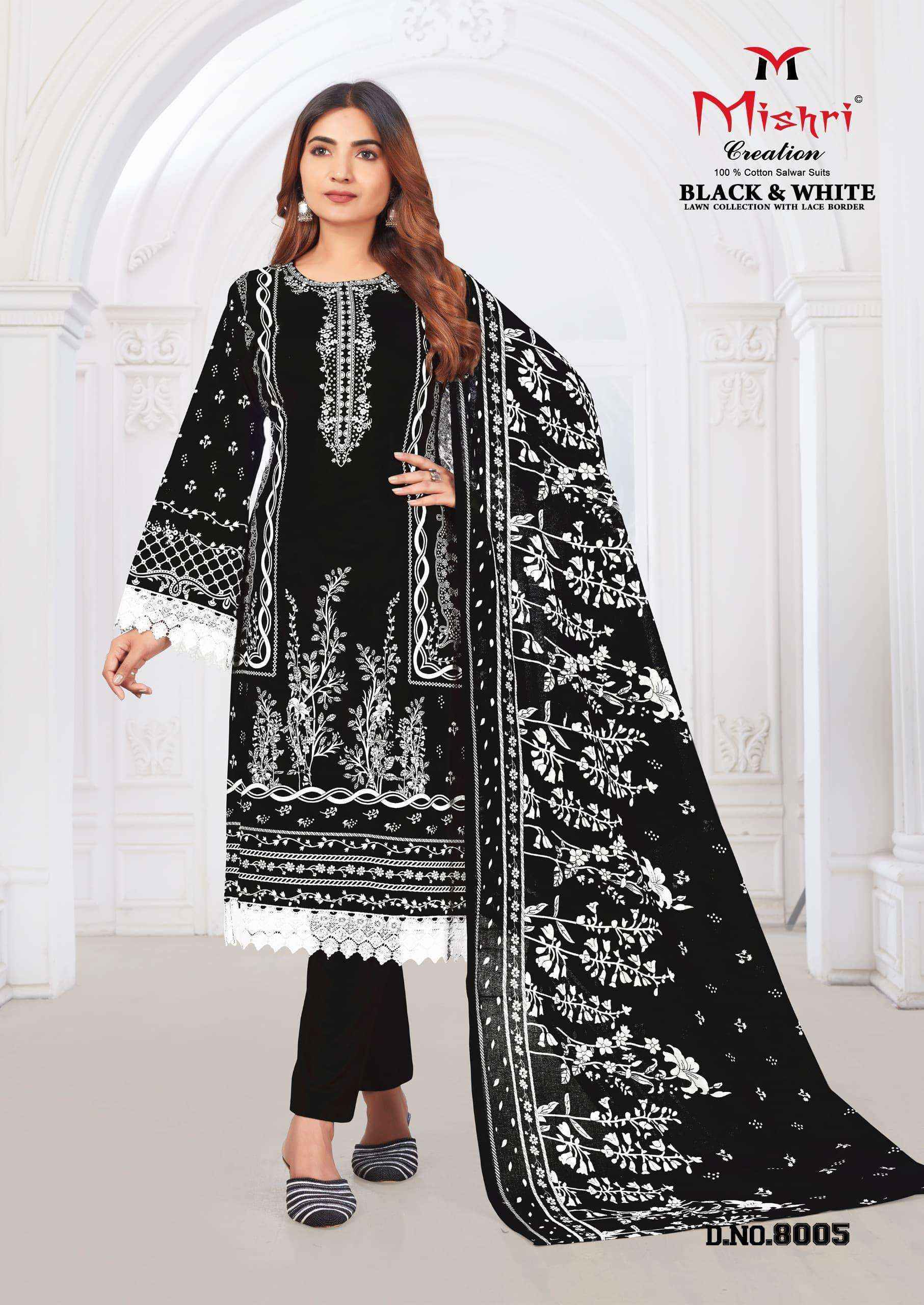 Mishri Creation Black & White Lawn Collection Vol 8 Lawn Cotton Dress Material ( 6 pcs Catalogue )