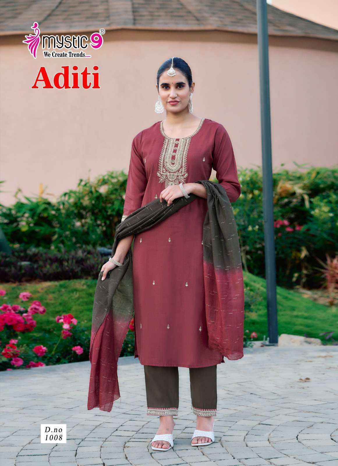 Mystic 9 Aditi Vol 1 Roman Silk Kurti Combo Set Wholesale Rate ( 8 Pcs Catalog )