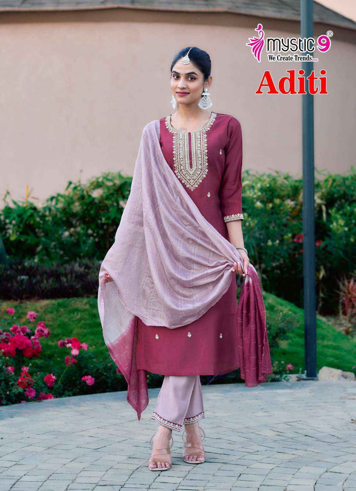 Mystic 9 Aditi Vol 1 Roman Silk Kurti Combo Set Wholesale Rate ( 8 Pcs Catalog )