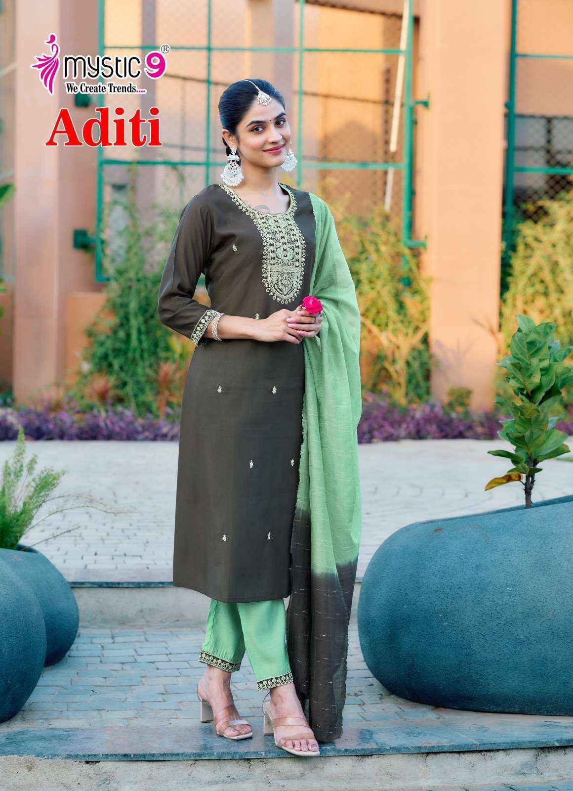 Mystic 9 Aditi Vol 1 Roman Silk Kurti Combo Set Wholesale Rate ( 8 Pcs Catalog )