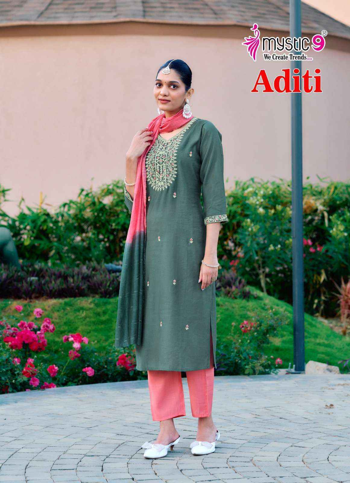 Mystic 9 Aditi Vol 1 Roman Silk Kurti Combo Set Wholesale Rate ( 8 Pcs Catalog )
