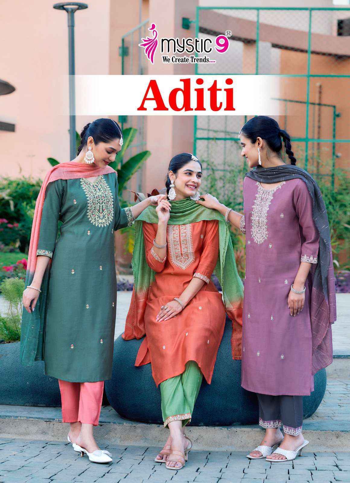 Mystic 9 Aditi Vol 1 Roman Silk Kurti Combo Set Wholesale Rate ( 8 Pcs Catalog )