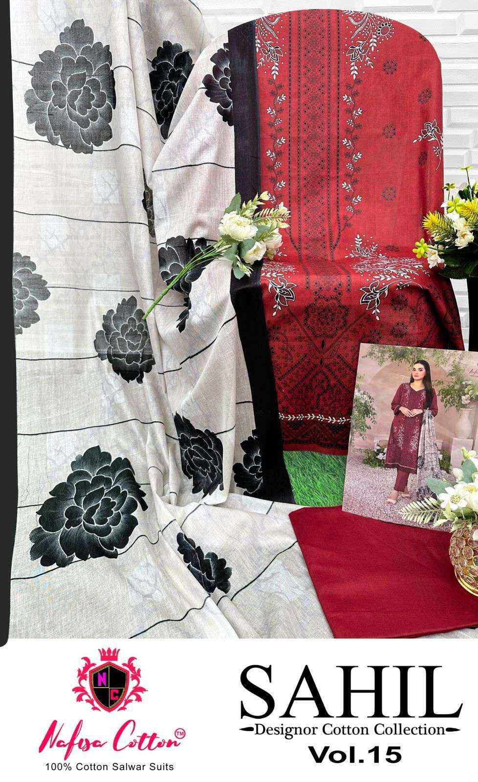 NAFISA COTTON SAHIL DESIGNER COTTON COLLECTION VOL 15 COTTON DRESS MATERIAL PRICE ( 6 PCS CATALOG )