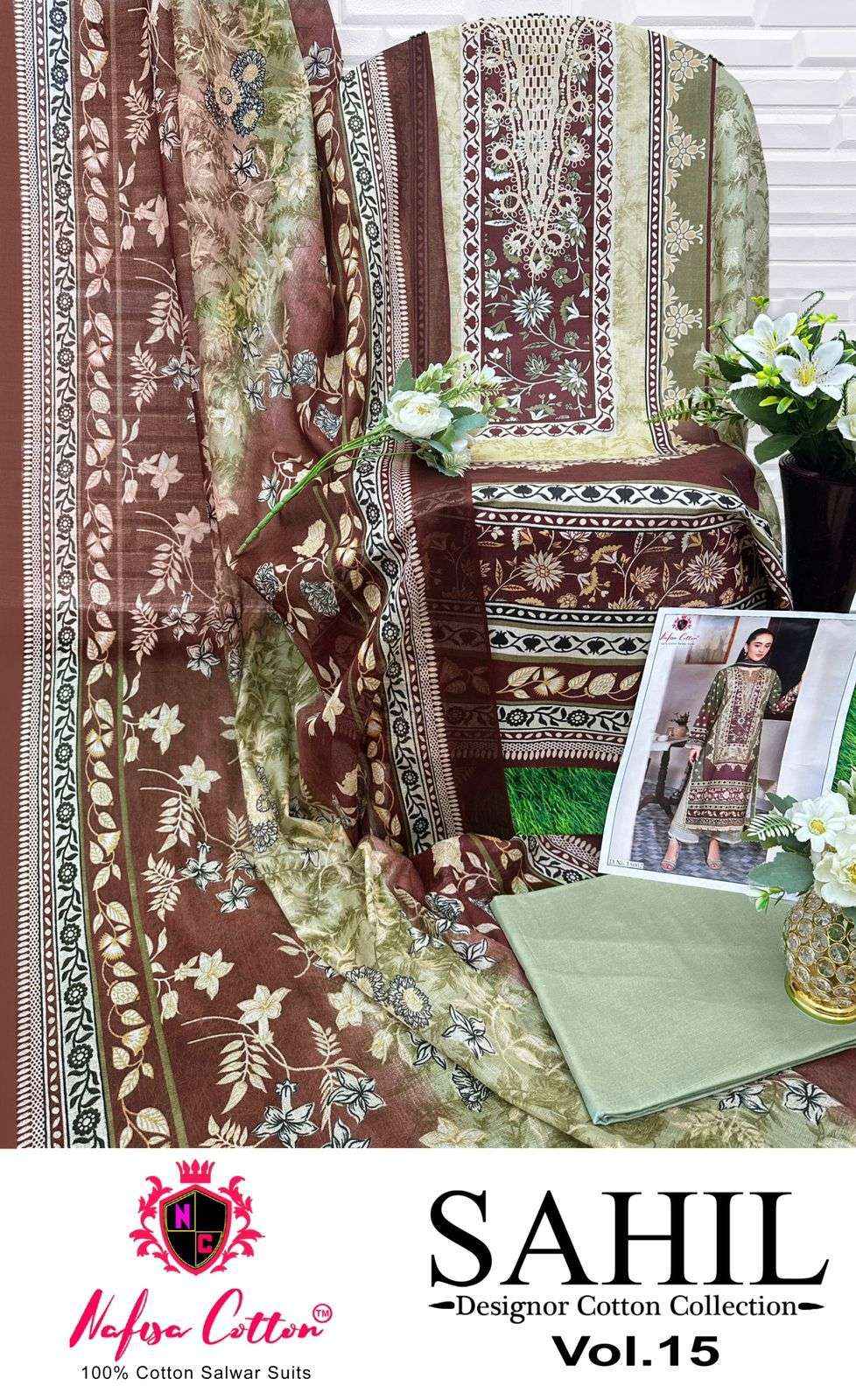 NAFISA COTTON SAHIL DESIGNER COTTON COLLECTION VOL 15 COTTON DRESS MATERIAL PRICE ( 6 PCS CATALOG )