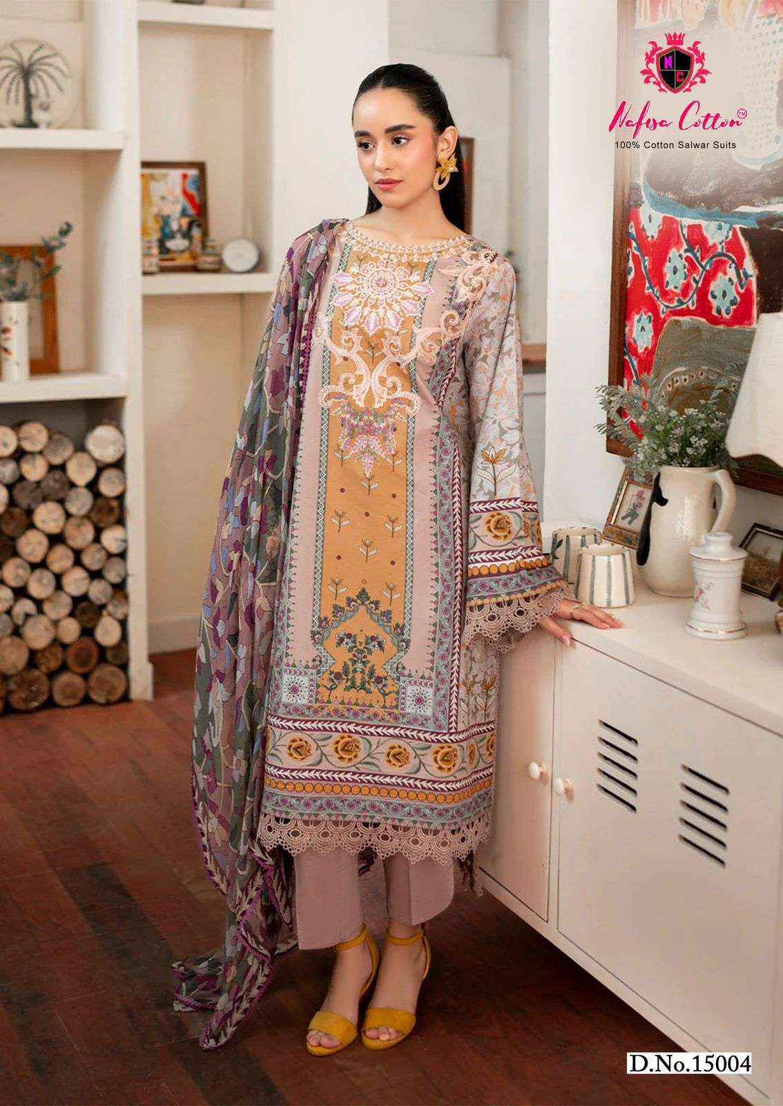 NAFISA COTTON SAHIL DESIGNER COTTON COLLECTION VOL 15 COTTON DRESS MATERIAL PRICE ( 6 PCS CATALOG )