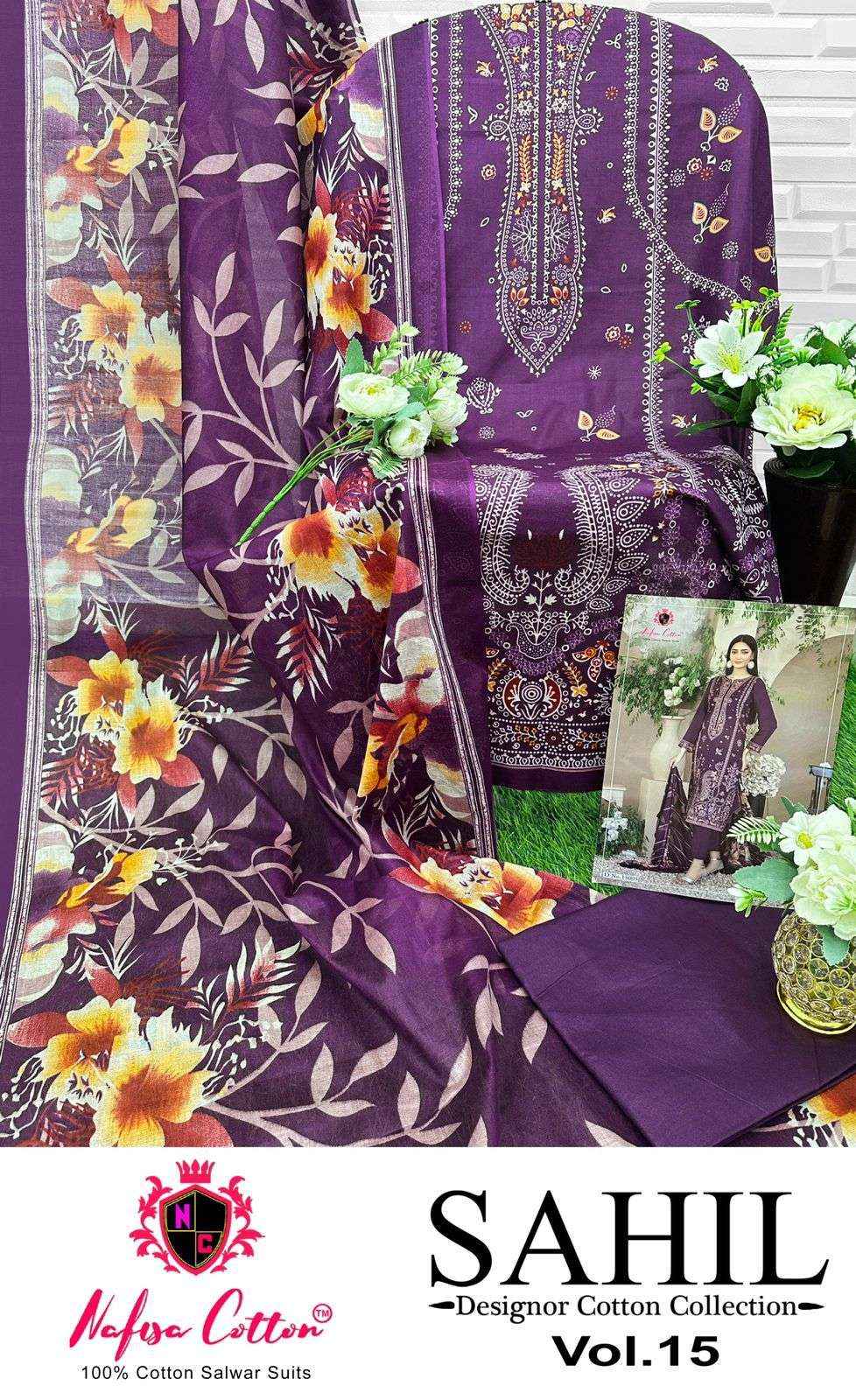 NAFISA COTTON SAHIL DESIGNER COTTON COLLECTION VOL 15 COTTON DRESS MATERIAL PRICE ( 6 PCS CATALOG )