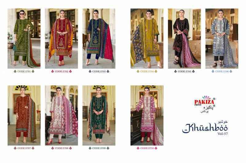 Pakiza Prints Khusboo Vol 57 Lawn Dress Material Wholesale Price ( 10 Pcs Catalog )