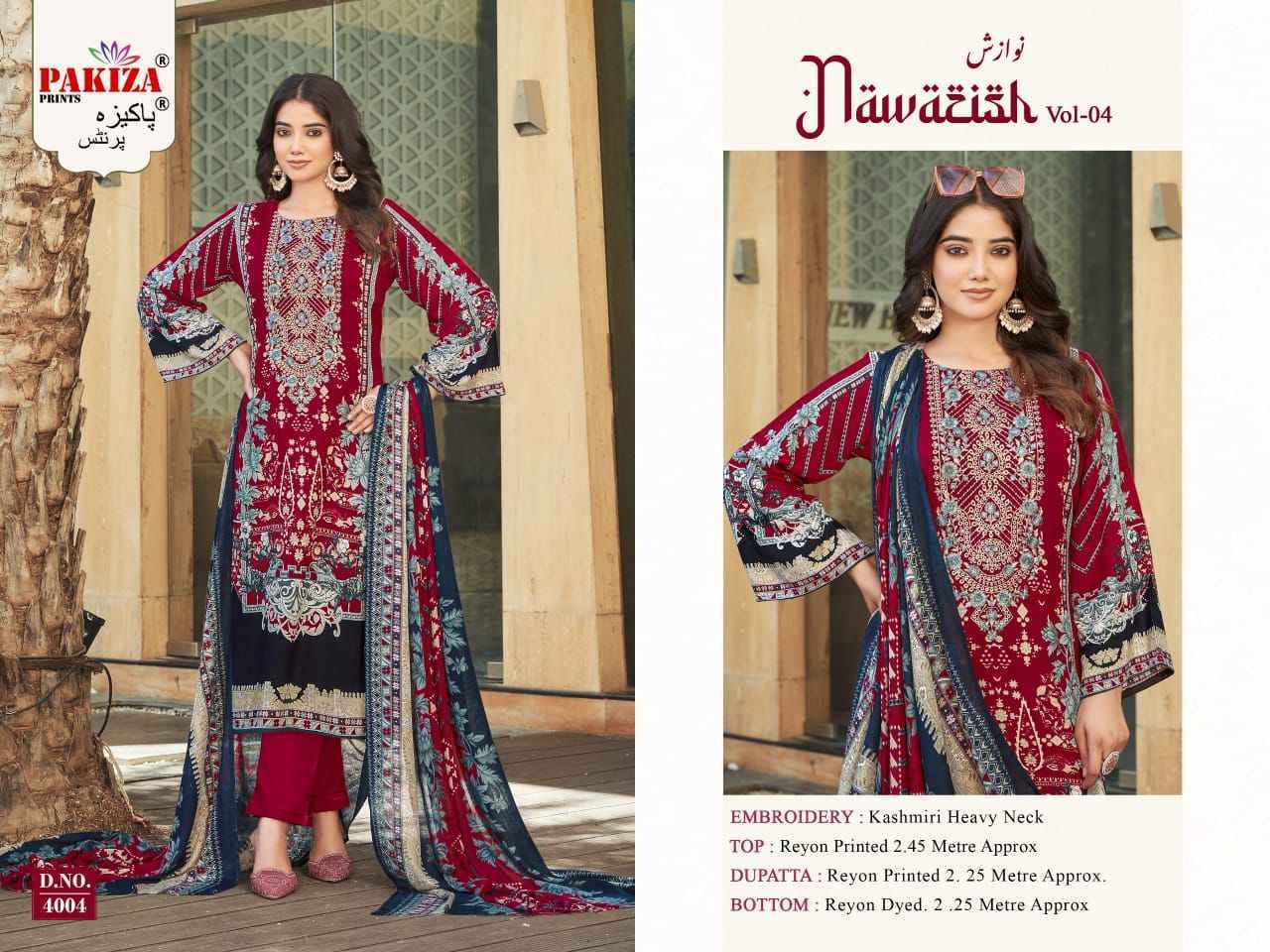 Pakiza Prints Nawazish Vol 4 Cotton Pakistani suits Wholesale Price ( 4 pcs Catalogue )