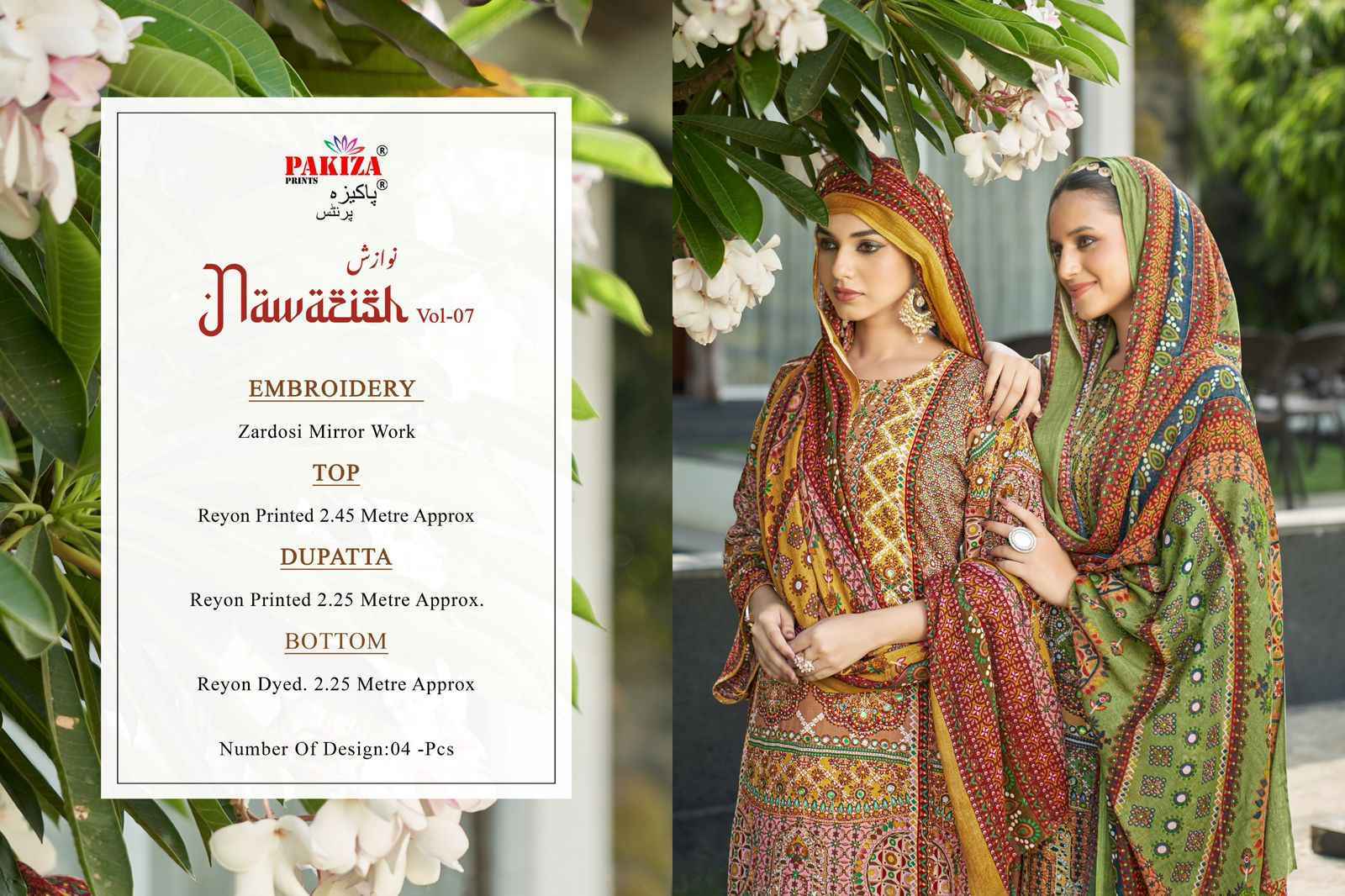 Pakiza Prints Nawazish Vol 7 Rayon Dress Material Wholesale Price ( 4 Pcs Catalog )