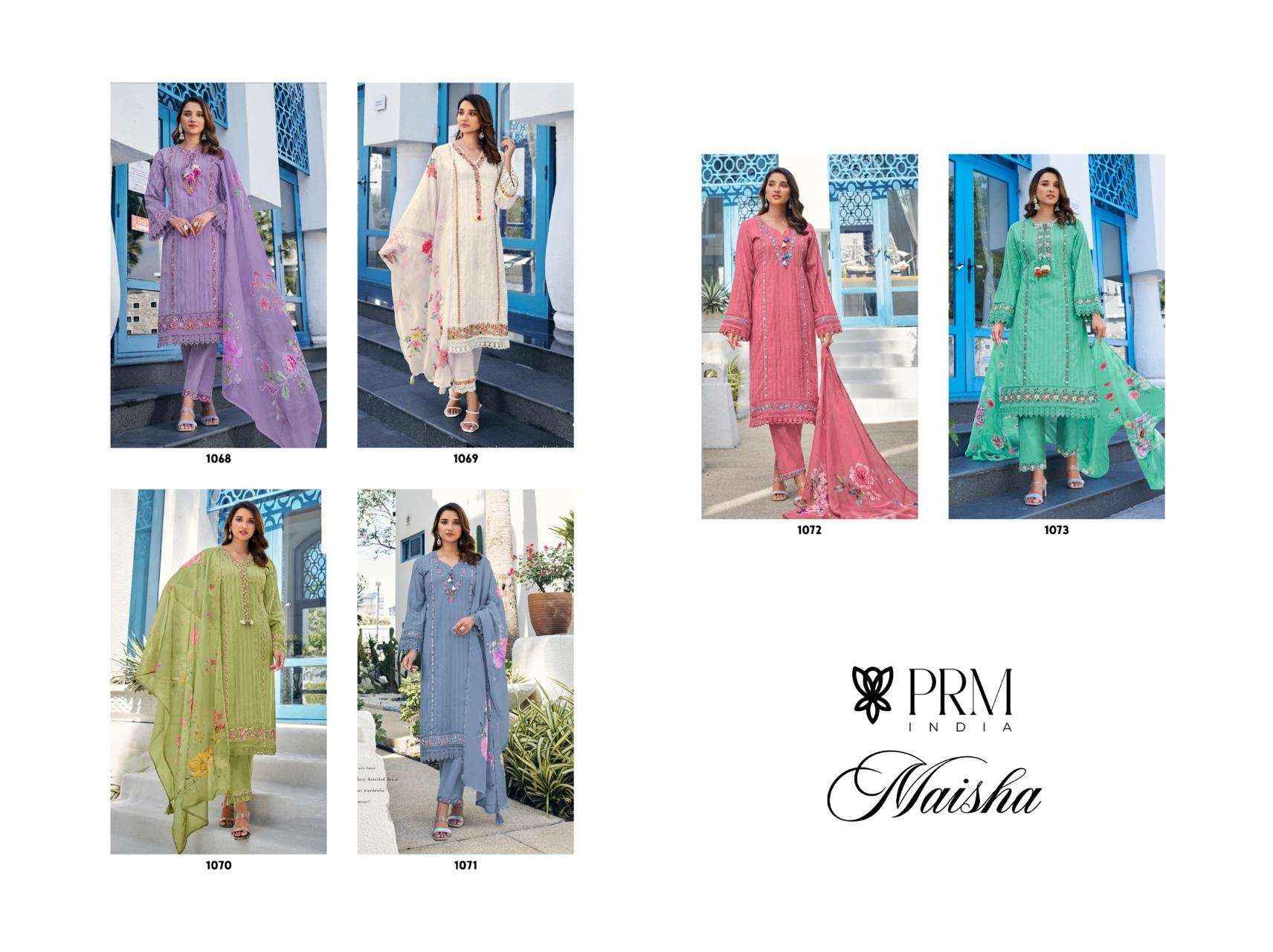 PRM INDIA MAISHA EMBROIDERY DESIGNER READY MADE LADIES SUIT WhOLESALE RATE ( 6 PCS CATALOG )