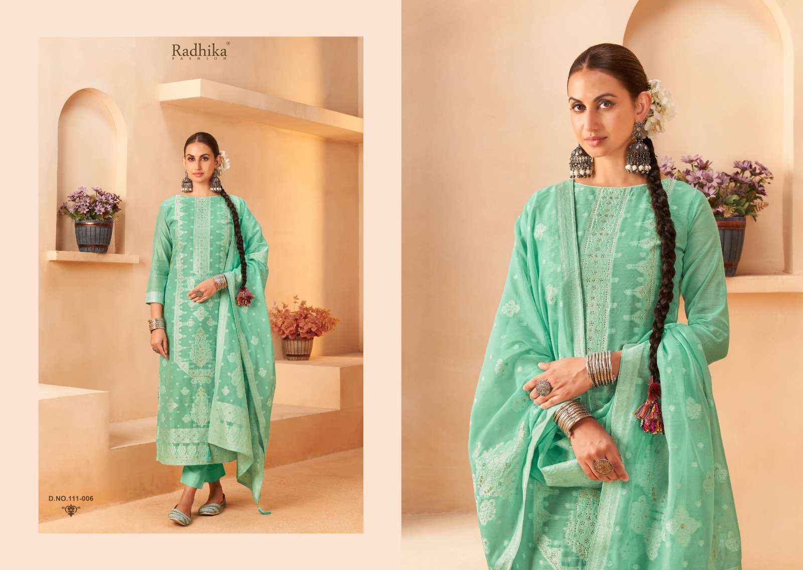 Radhika Azara Banarashi Adah Vol 5 Cotton Jacquard Suit Wholesale Textile ( 6 pcs Catalogue )