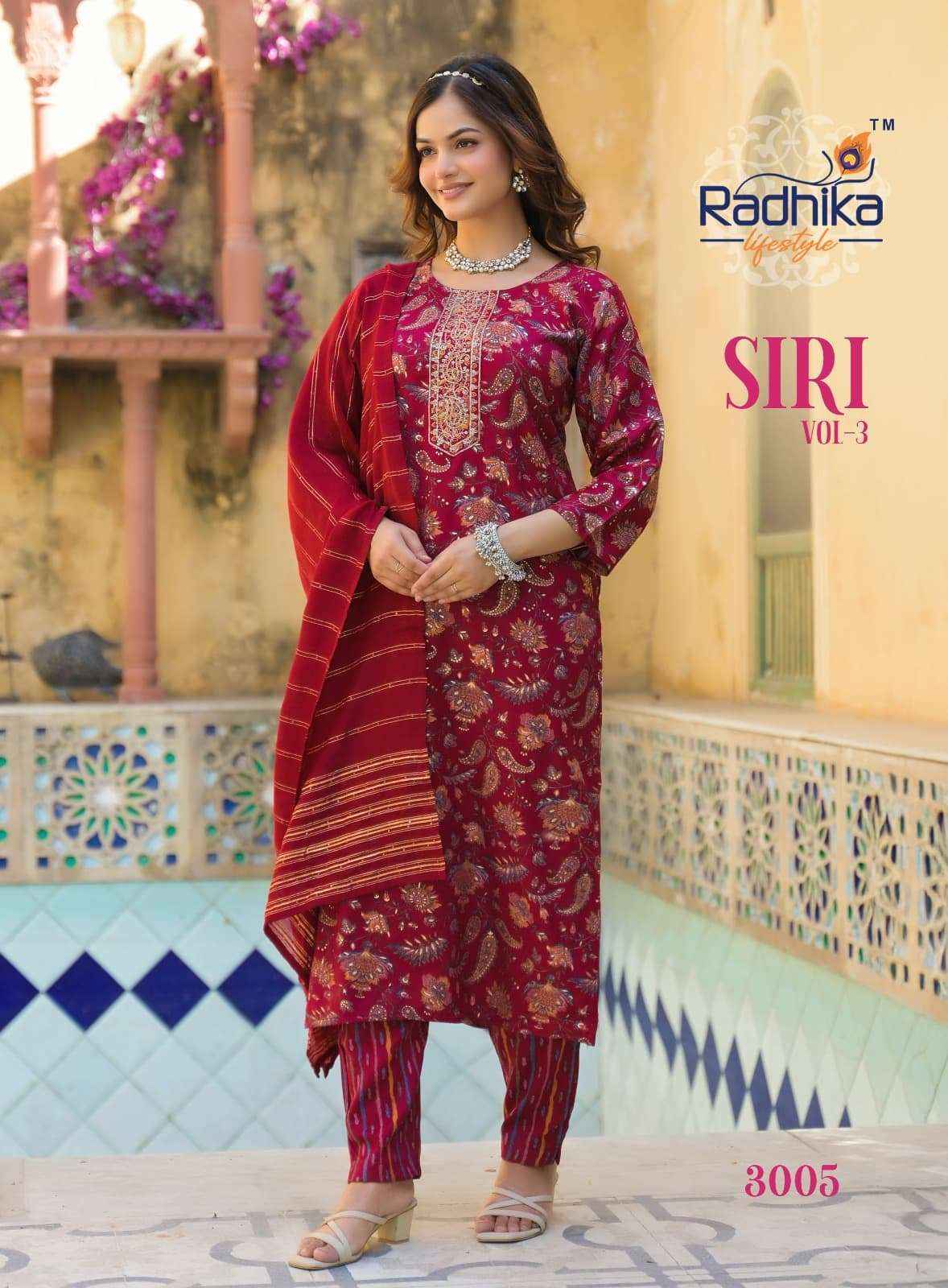 Radhika Lifestyle Siri Vol 3 Rayon Readymade Suit Wholesale Rate ( 8 Pcs Catalog )