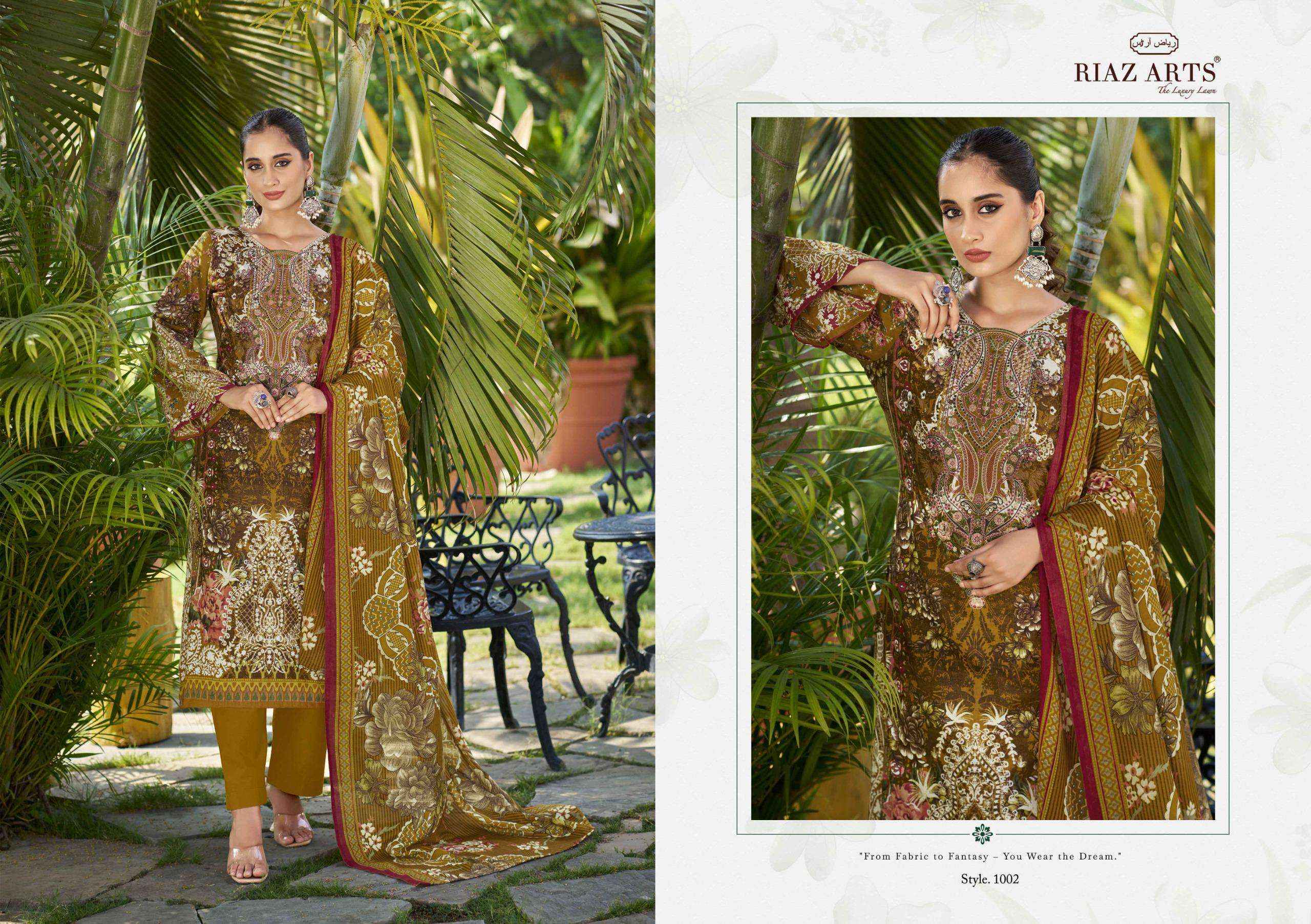 RIAZ ARTS MUSAFIR VOL 24 LAWN COTTON PRINT WITH WORK DRESS WHOLESALE RATE ( 6 PCS CATALOG )