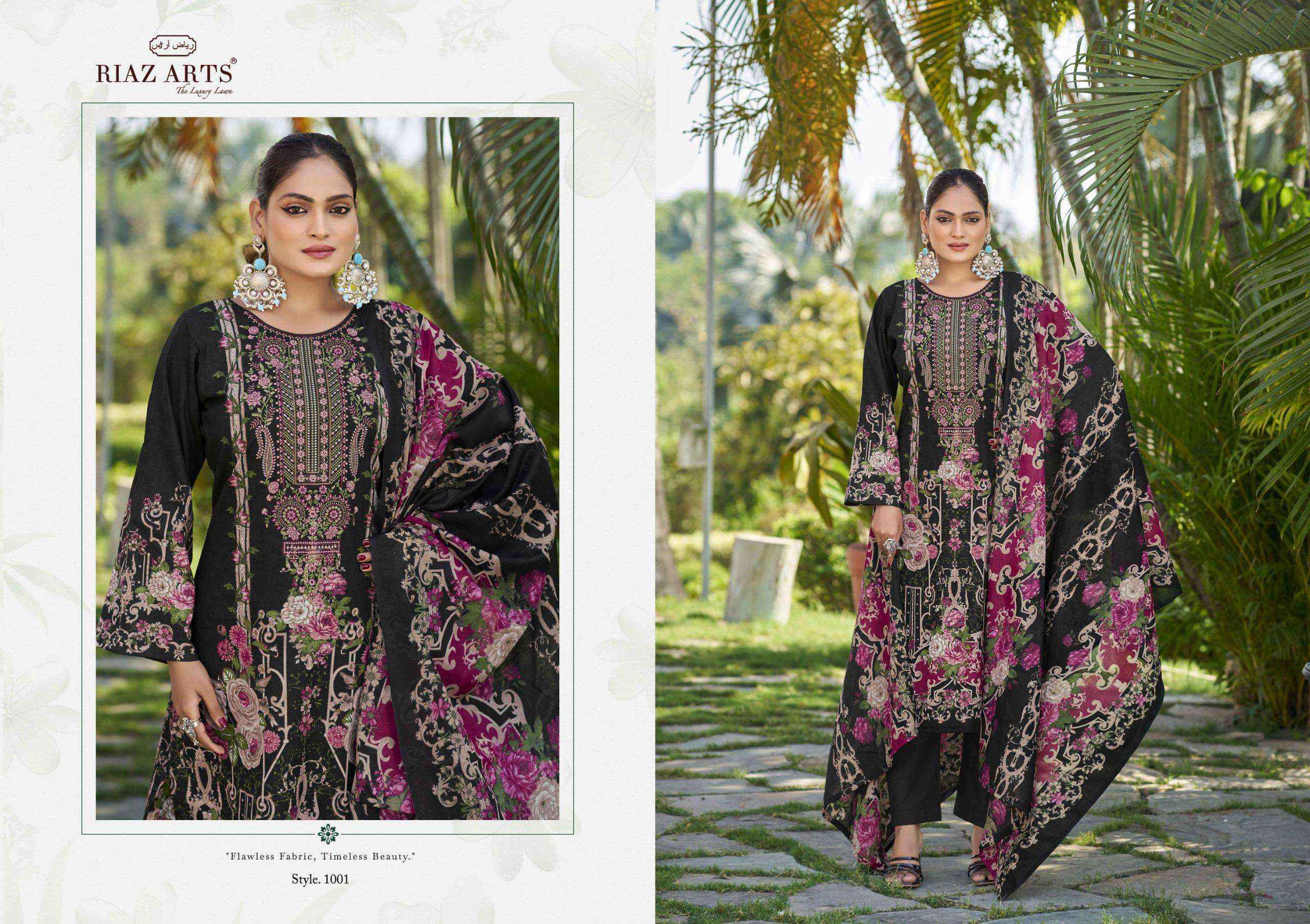 RIAZ ARTS MUSAFIR VOL 24 LAWN COTTON PRINT WITH WORK DRESS WHOLESALE RATE ( 6 PCS CATALOG )