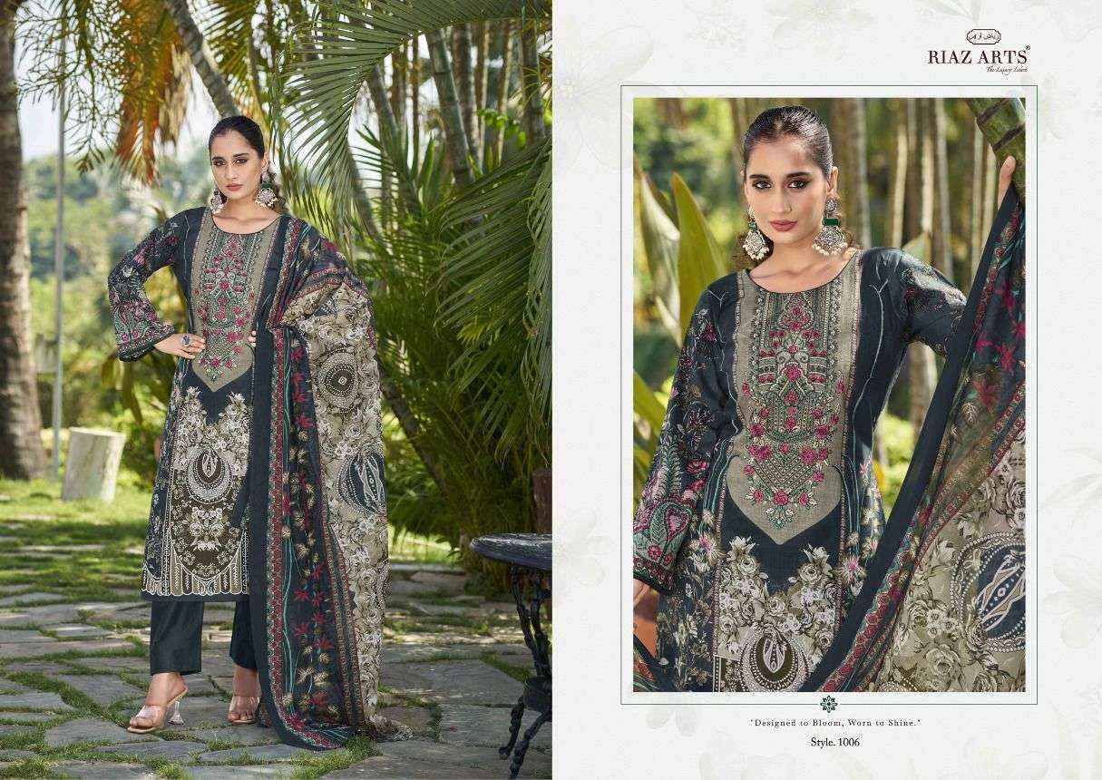 RIAZ ARTS MUSAFIR VOL 24 LAWN COTTON PRINT WITH WORK DRESS WHOLESALE RATE ( 6 PCS CATALOG )