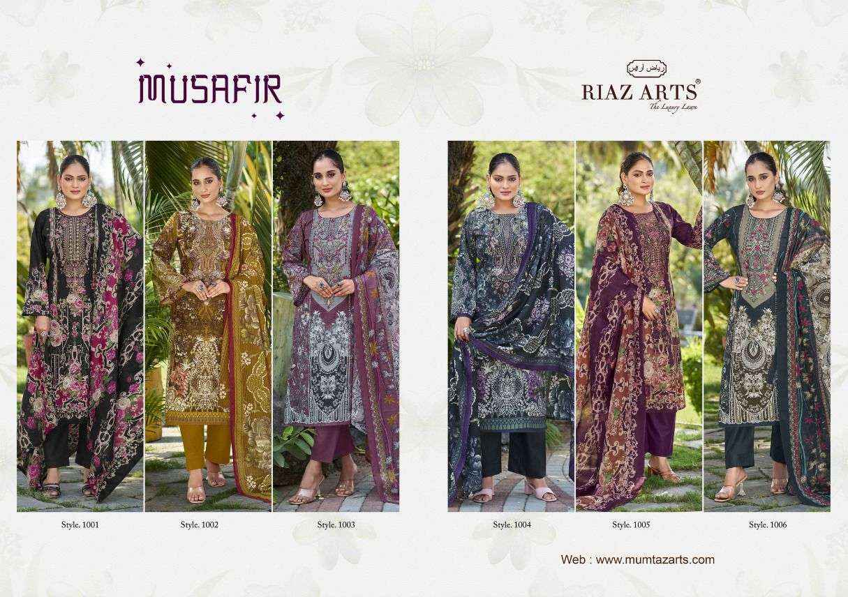 RIAZ ARTS MUSAFIR VOL 24 LAWN COTTON PRINT WITH WORK DRESS WHOLESALE RATE ( 6 PCS CATALOG )