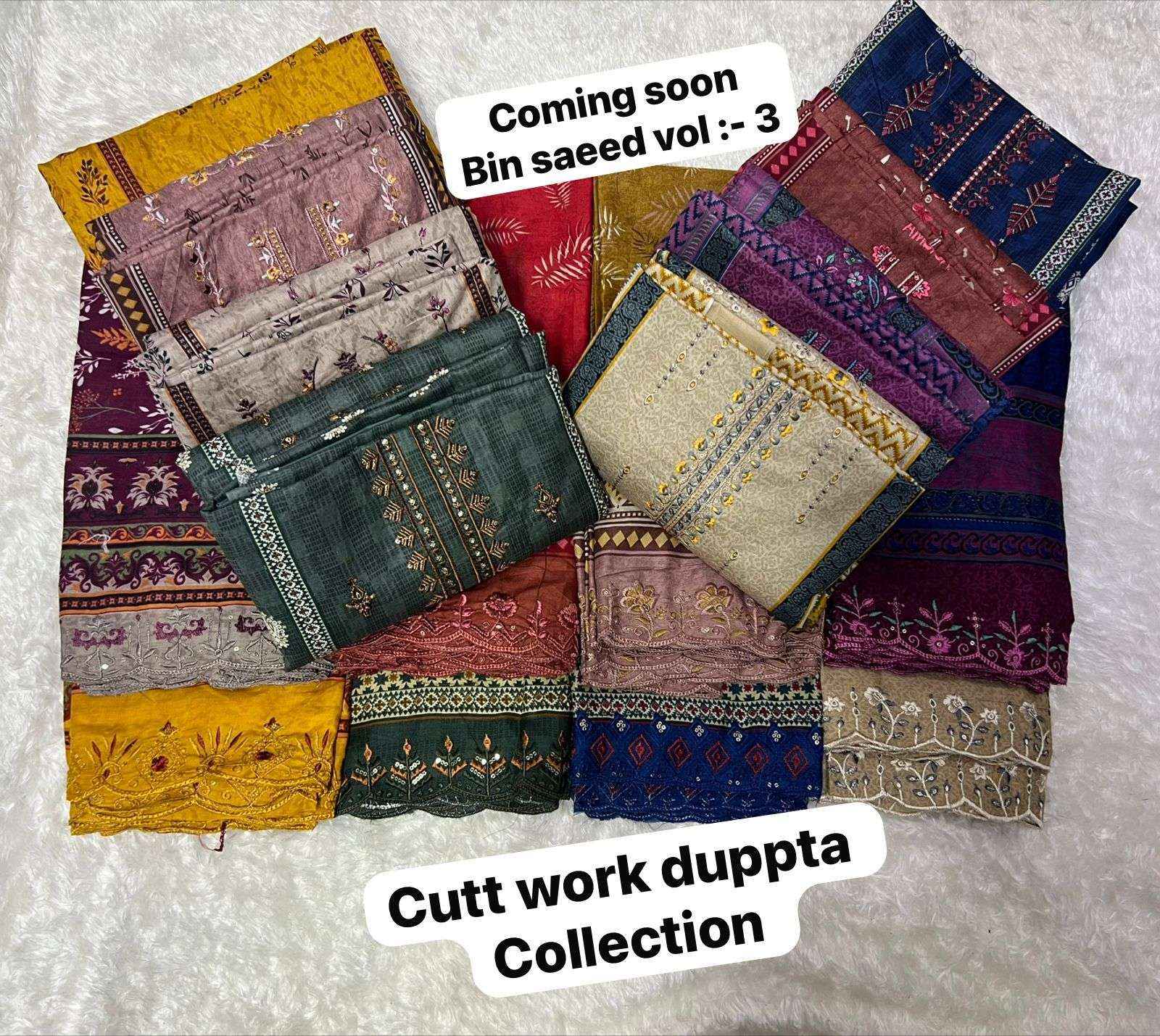 SF BIN SAEED VOL 3 COTTON DIGITAL PRINT WITH HEAVY EMBROIDERED DRESS WHOLESALE RATE ( 8 PCS CATALOG )