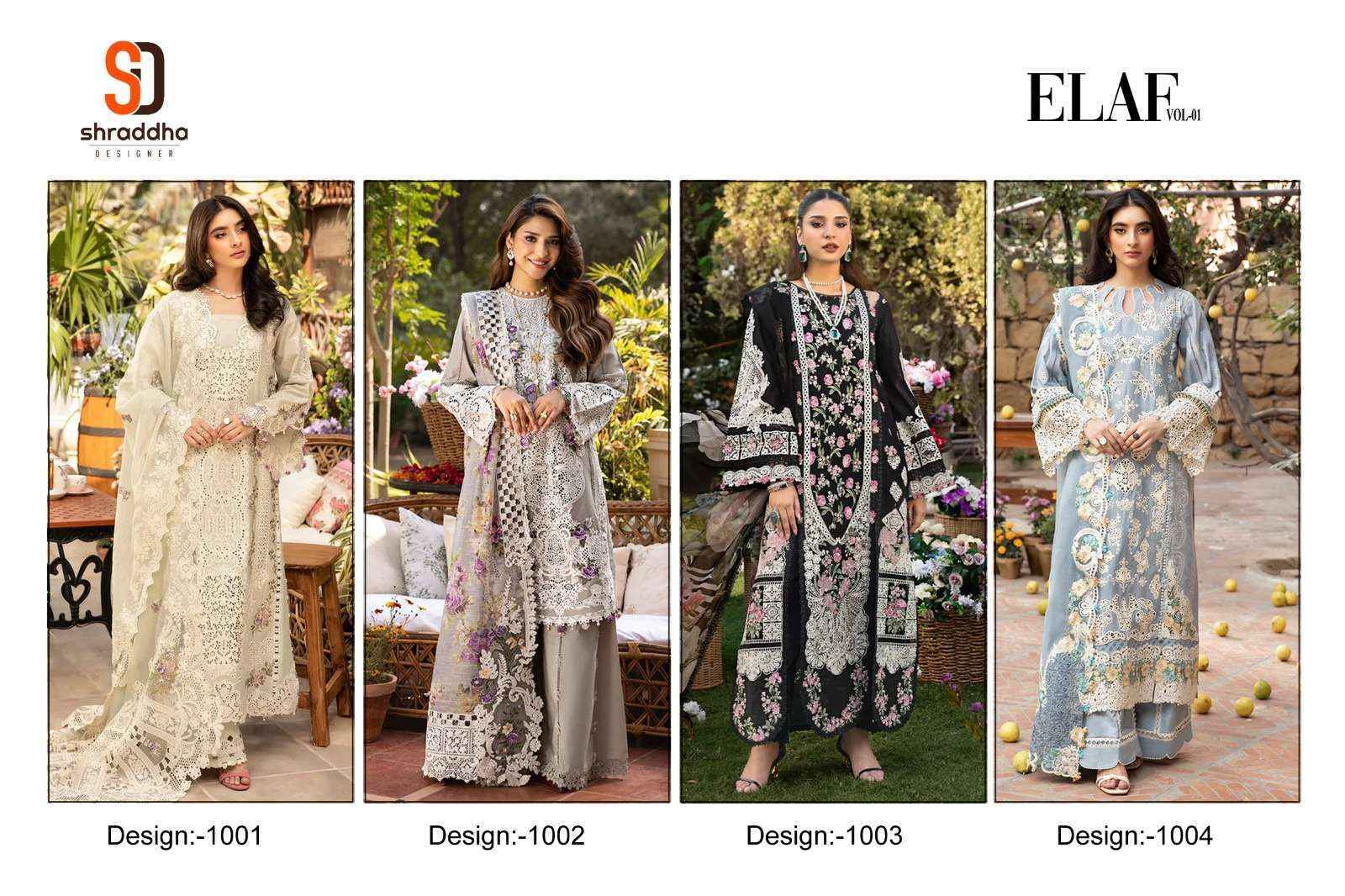Shraddha Designer Elaf Vol 1 Cotton Pakistani suits ( 4 pcs Catalogue )