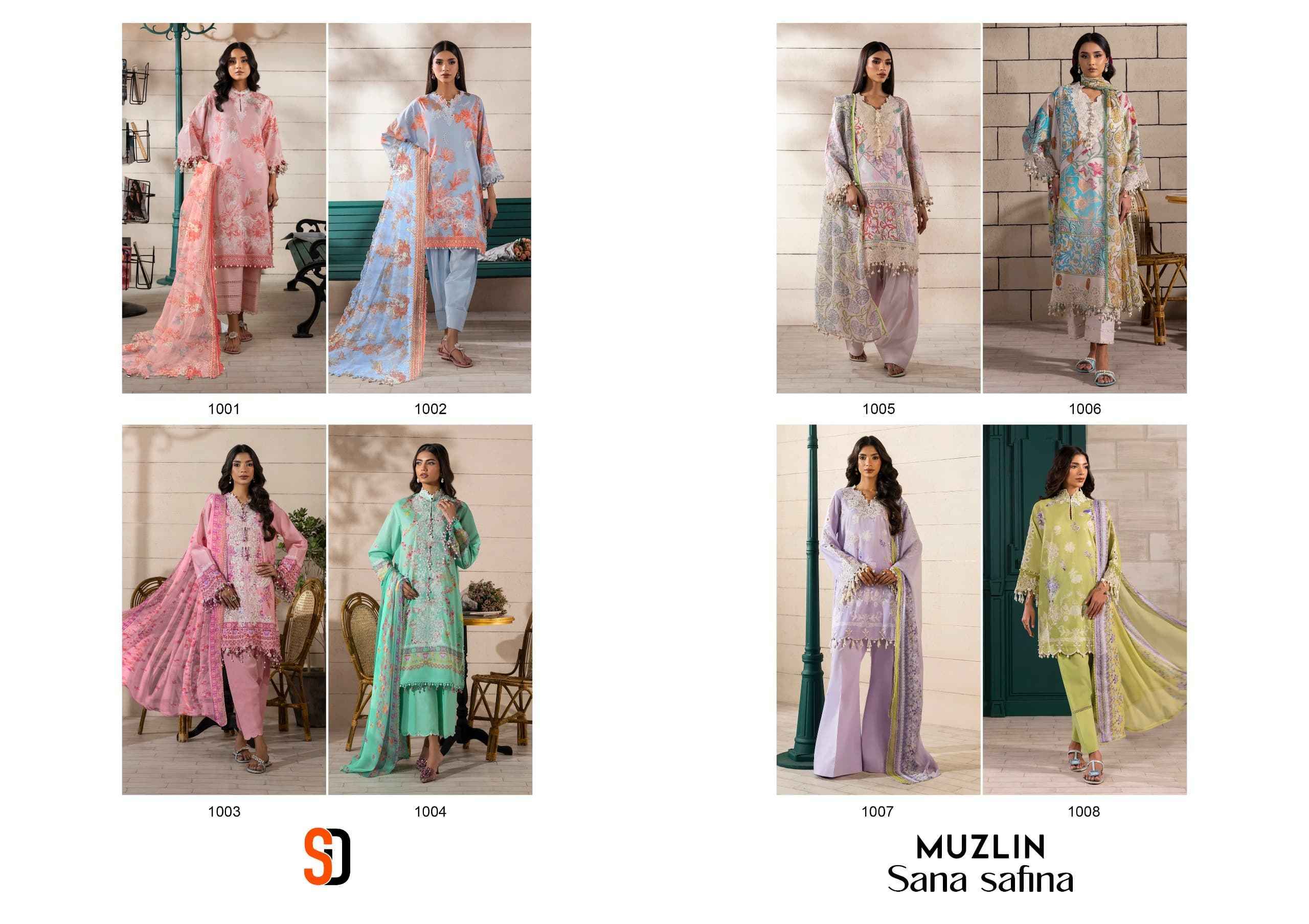 Shraddha Designer Muzlin Sana Safinaz Lawn Cotton Pakistani Suits ( 8 pcs Catalogue )
