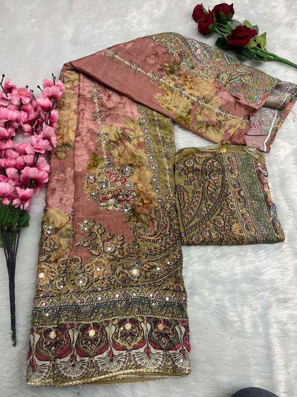 SHREE FAB DESIGN NO - KT - 198 PURE VISCOSE MUSLIN DIGUTAL PRINT AARI HAND WORK PAKISTANI SALWAR KAMEEZ WHOLESALE PRICE ( 4 PCS CATALOG )