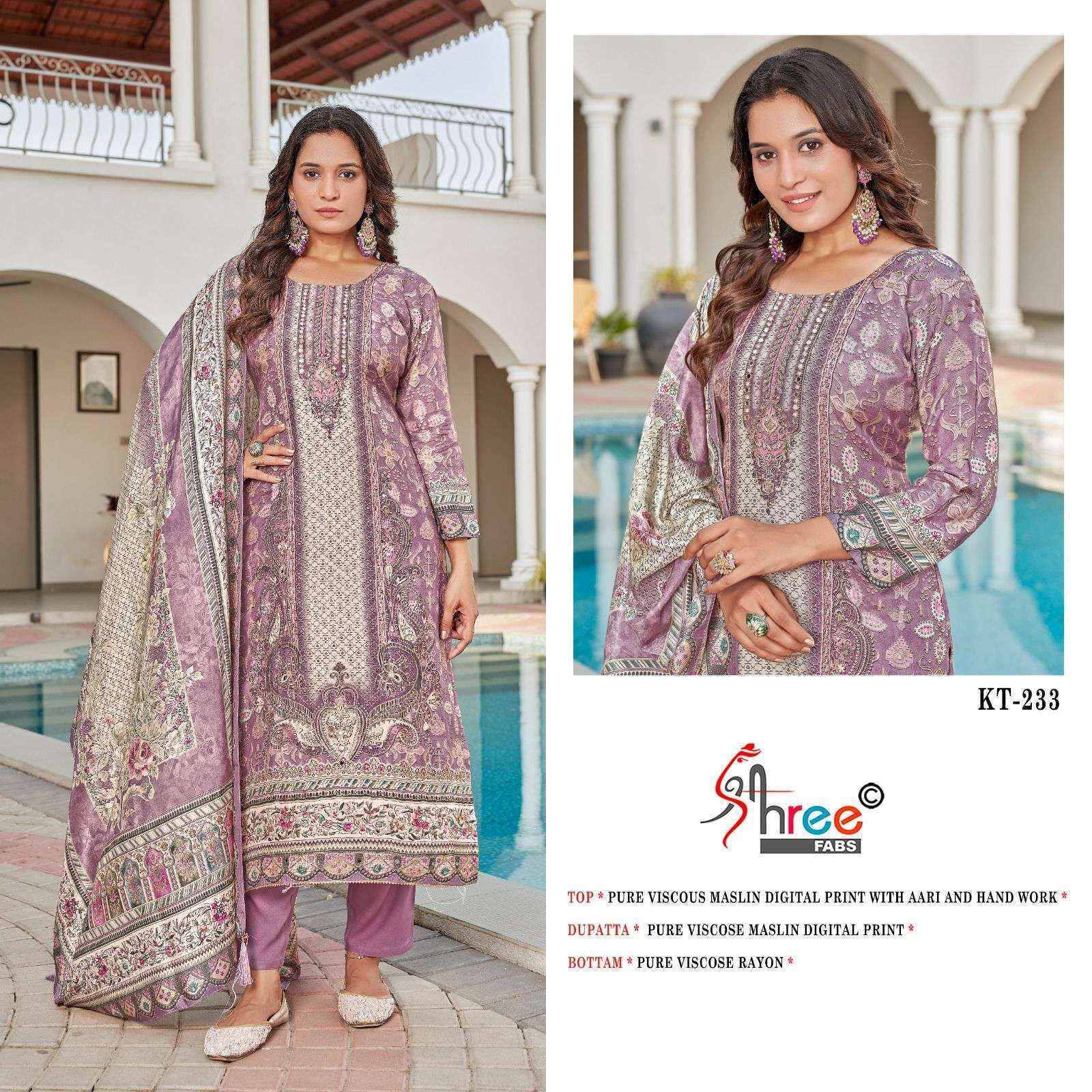 Shree Fabs Kt 233 Viscouse Dress Material Wholesale Price ( 4 Pcs Catalog )