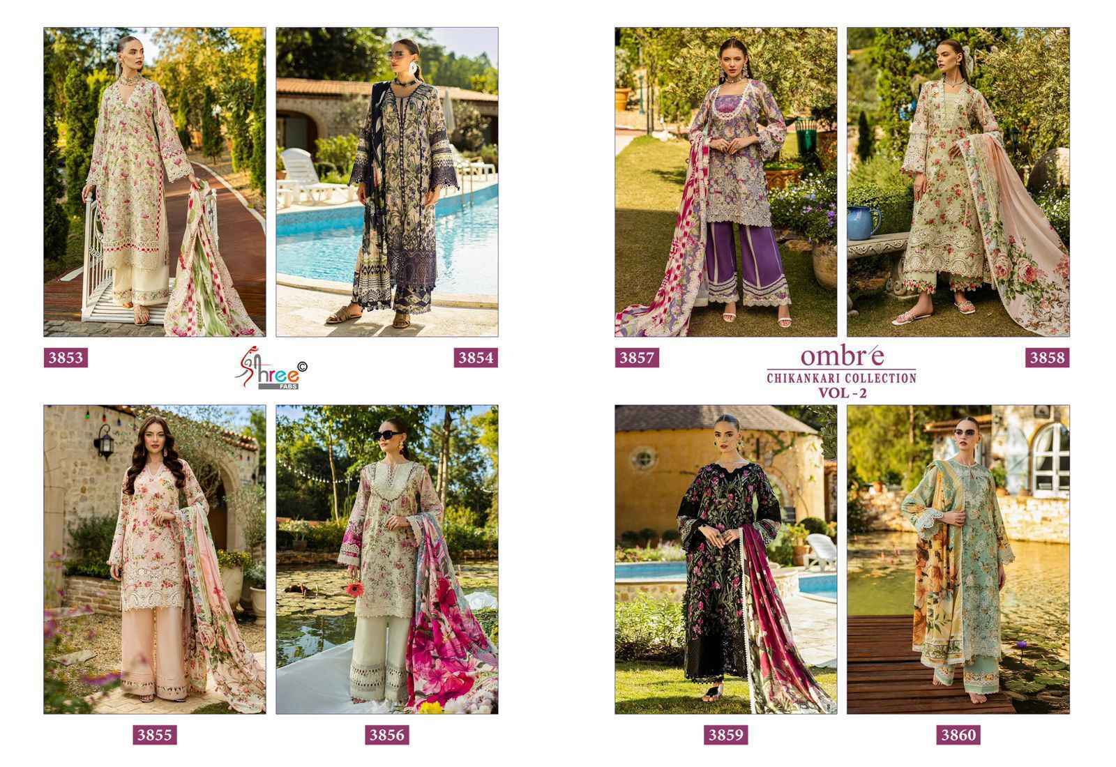 Shree Fabs Ombre Chikankari Collection Vol 2 Cotton Pakistani Suits ( 8 pcs Catalogue )
