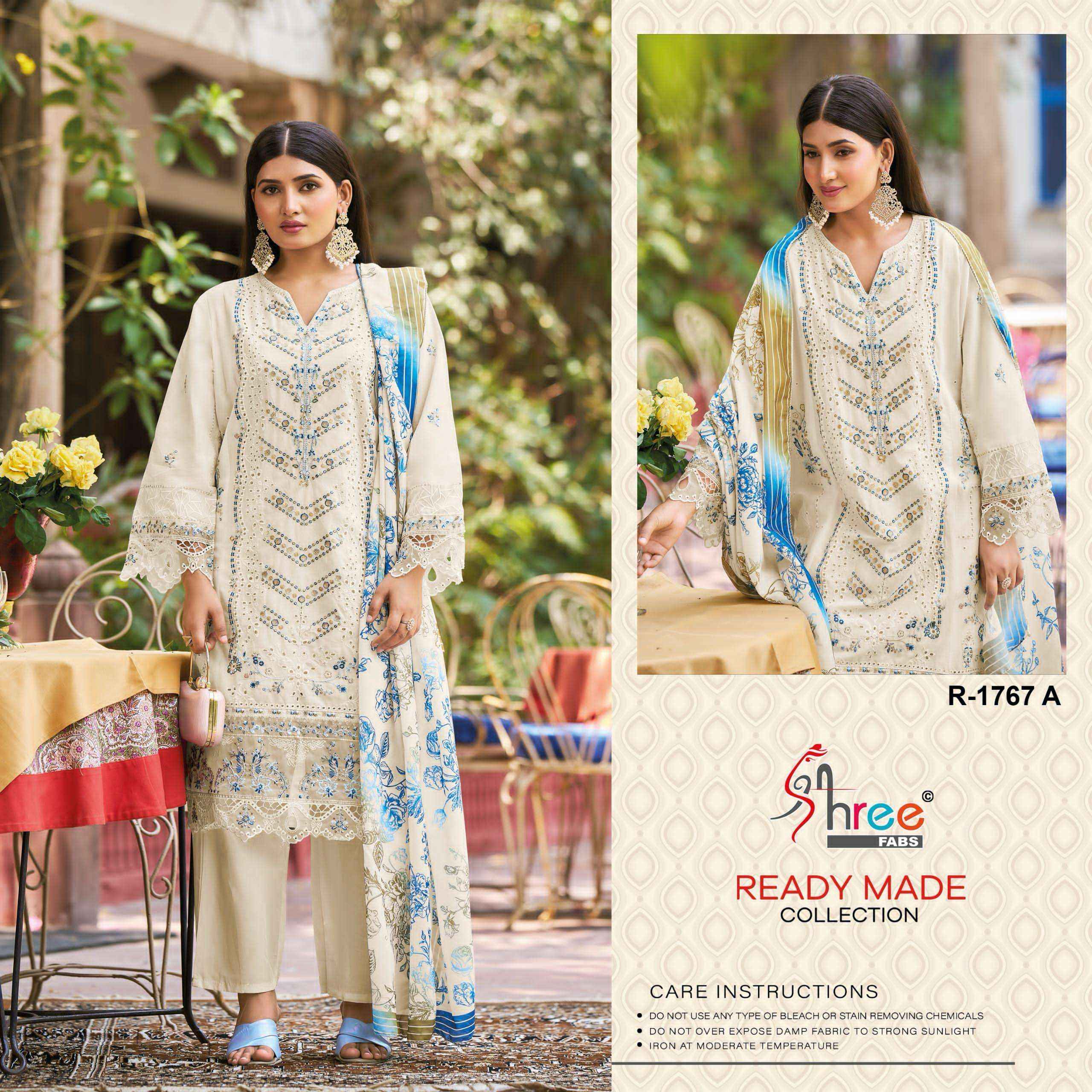 SHREE FABS R 1767 COTTON EMBROIDERED PAKISTANI SUIT WHOLESALE PRICE ( 4 PCS CATALOG )