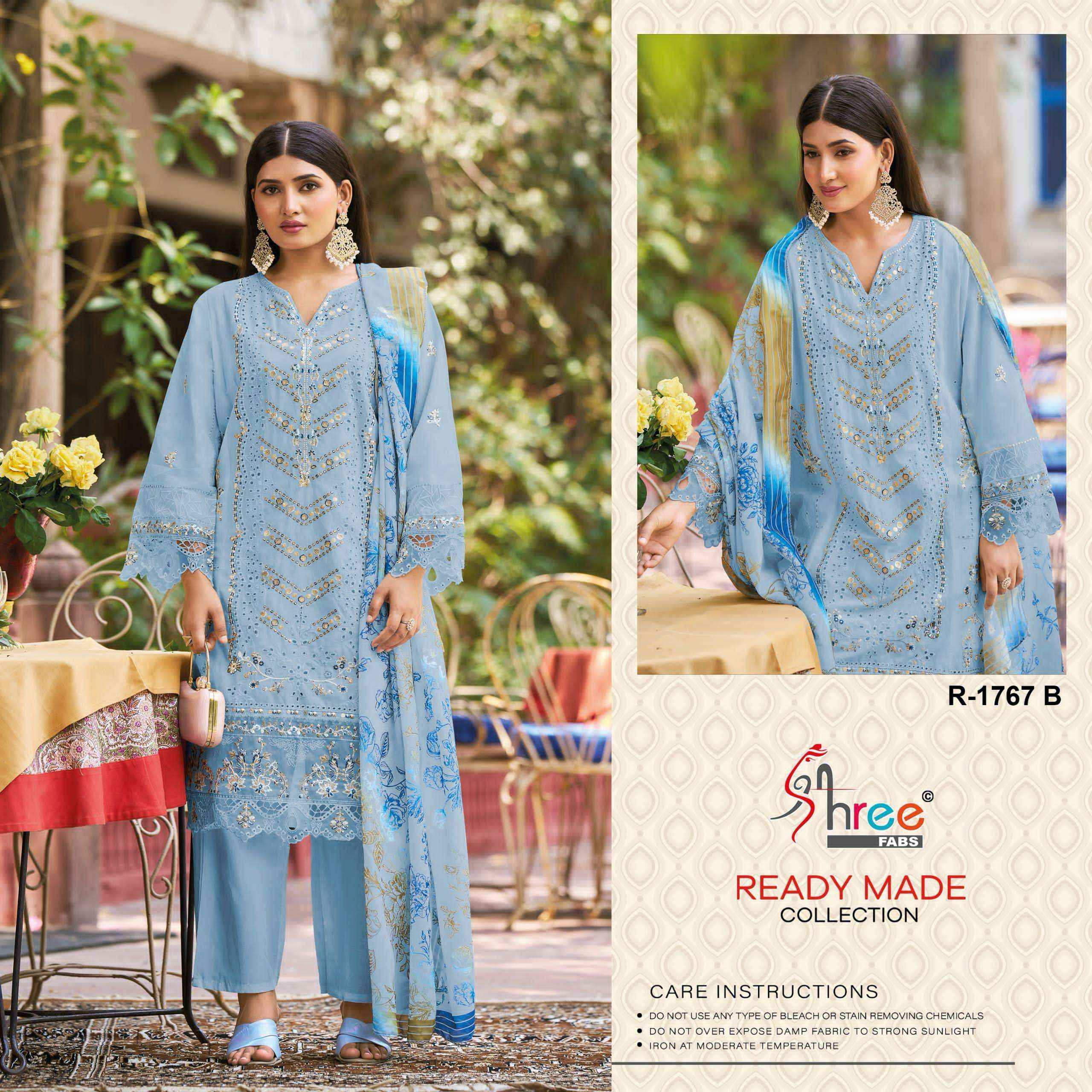 SHREE FABS R 1767 COTTON EMBROIDERED PAKISTANI SUIT WHOLESALE PRICE ( 4 PCS CATALOG )