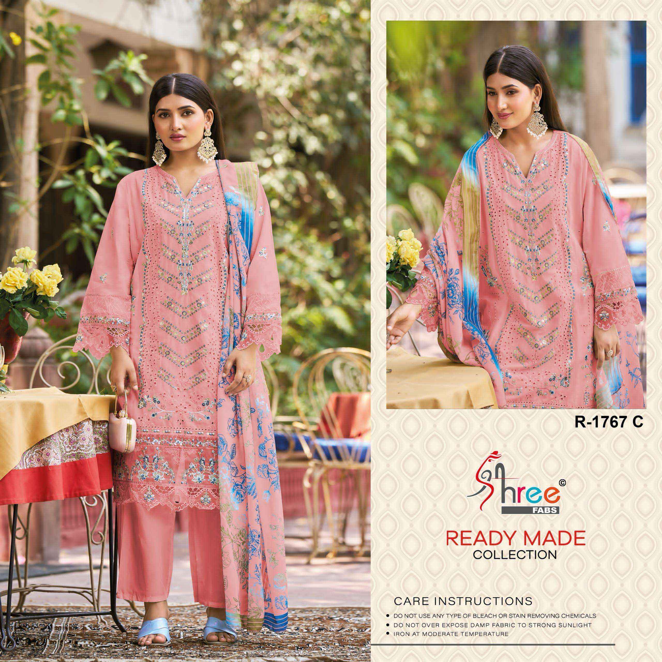 SHREE FABS R 1767 COTTON EMBROIDERED PAKISTANI SUIT WHOLESALE PRICE ( 4 PCS CATALOG )