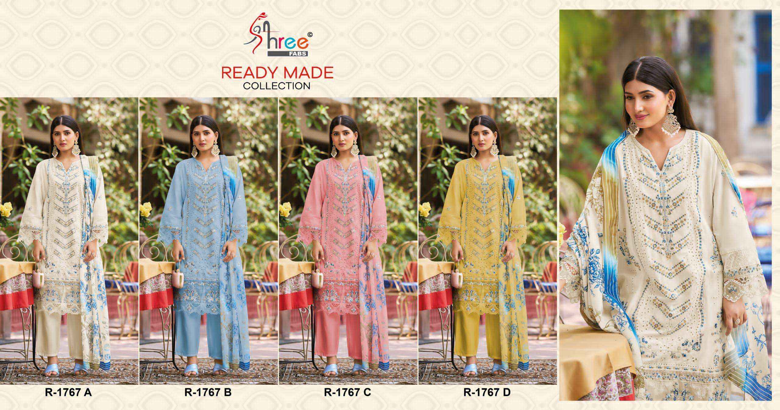 SHREE FABS R 1767 COTTON EMBROIDERED PAKISTANI SUIT WHOLESALE PRICE ( 4 PCS CATALOG )
