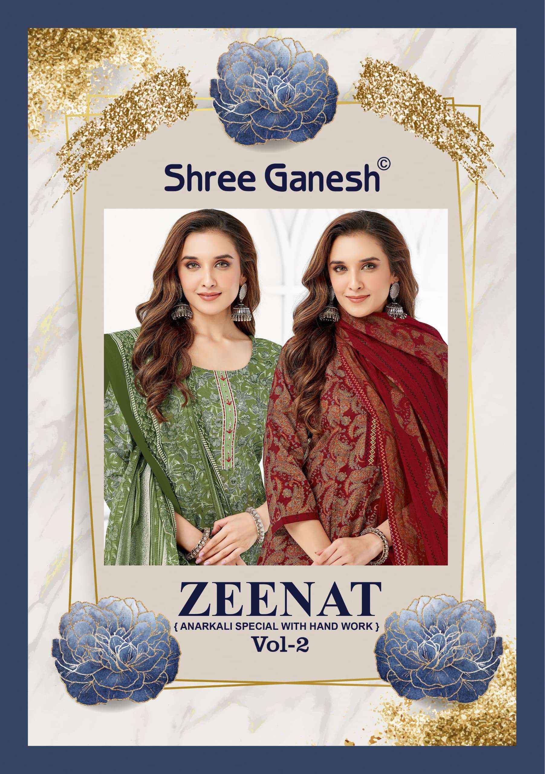 SHREE GANESH ZEENAT VOL 2 COTTON PRINT ANARKALI STYLE LADIES READYMADE SUIT WHOLESALE PRICE ( 9 PCS CATALOG )
