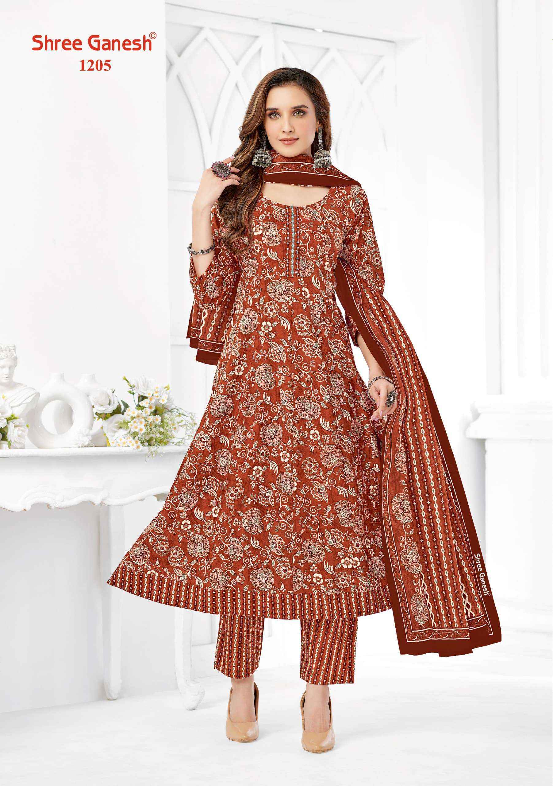 SHREE GANESH ZEENAT VOL 2 COTTON PRINT ANARKALI STYLE LADIES READYMADE SUIT WHOLESALE PRICE ( 9 PCS CATALOG )