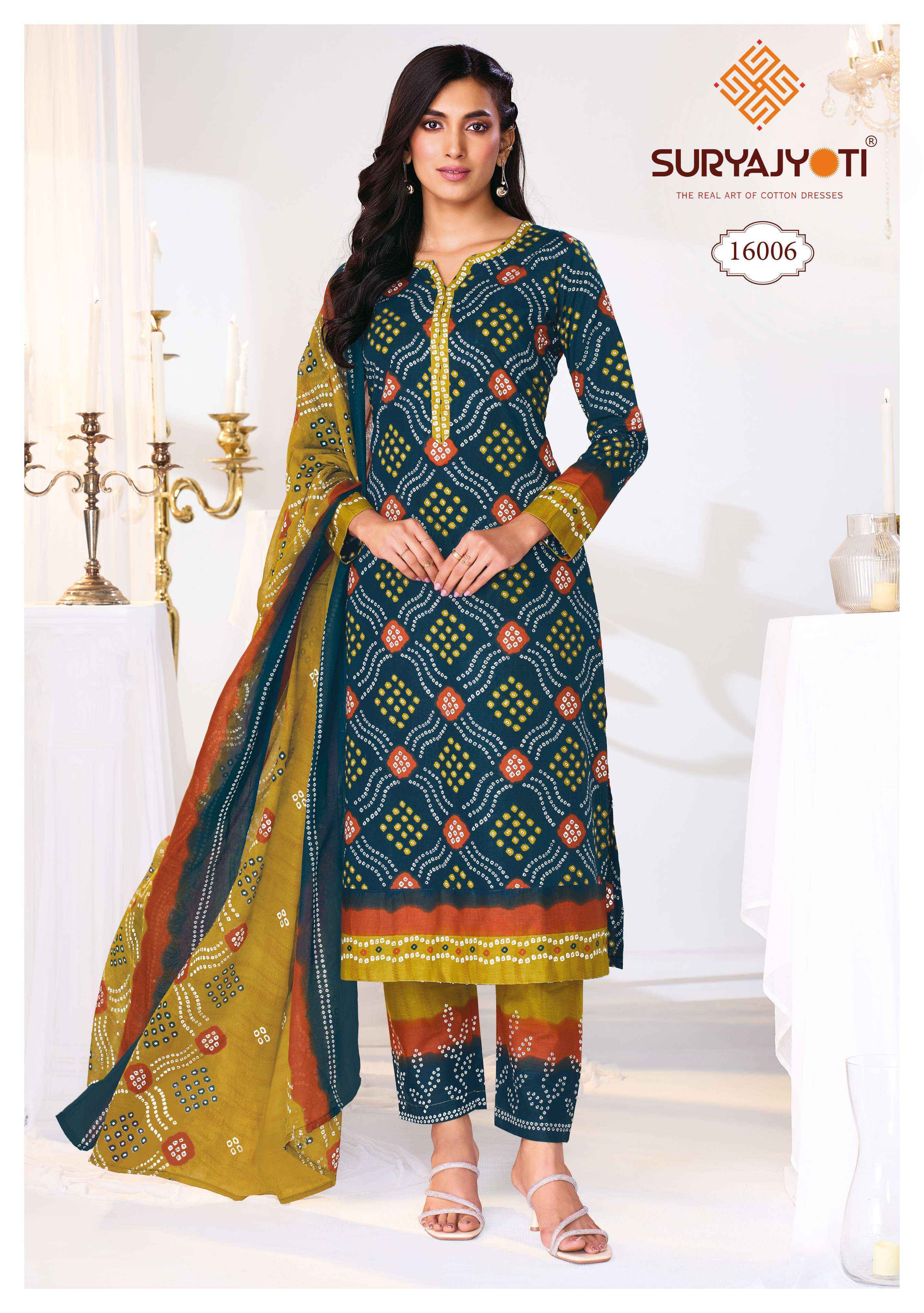 Suryajyoti Bandhani Special Vol 16 Cotton Suits Surat Wholesaler ( 10 pcs Catalogue )