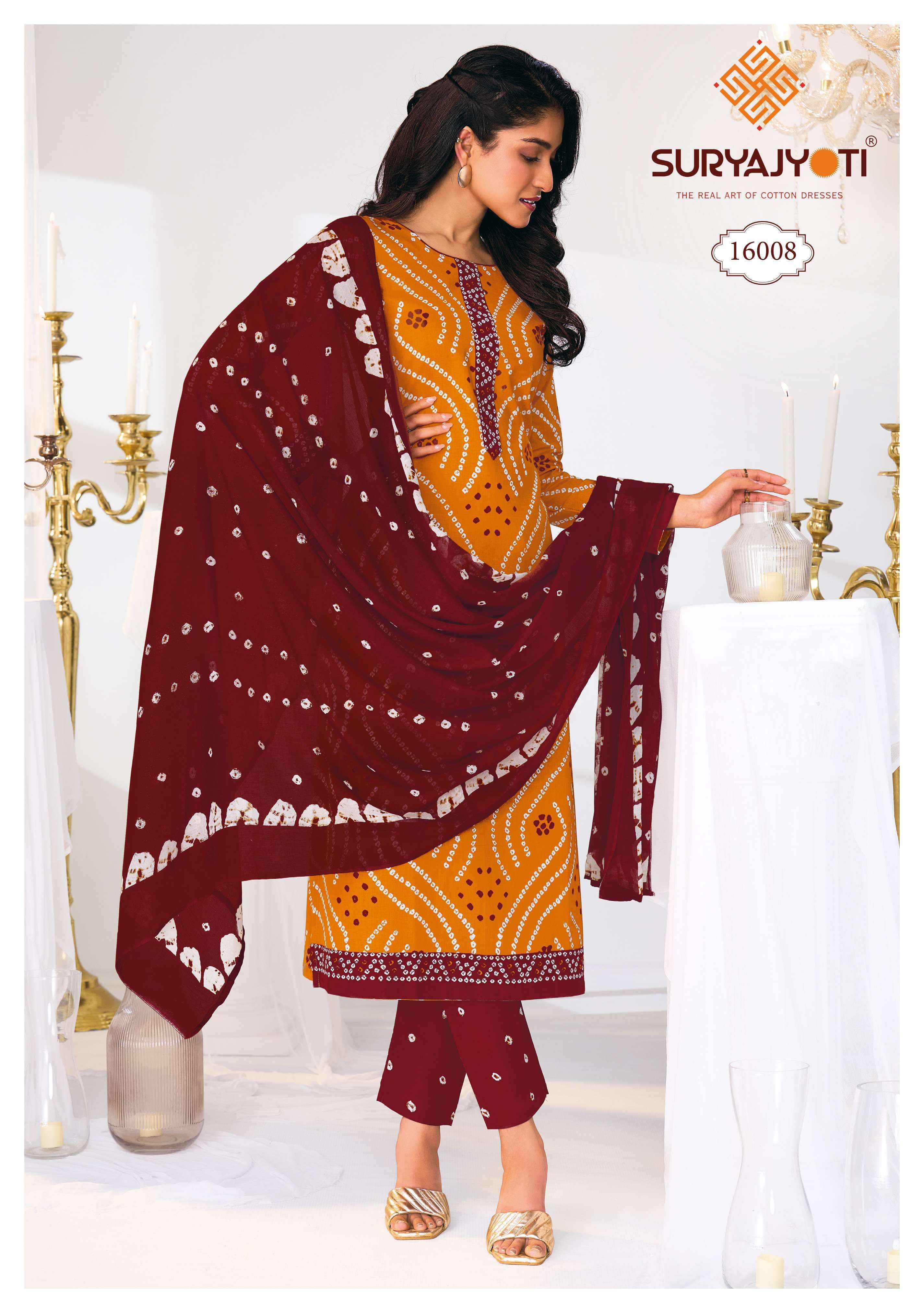 Suryajyoti Bandhani Special Vol 16 Cotton Suits Surat Wholesaler ( 10 pcs Catalogue )