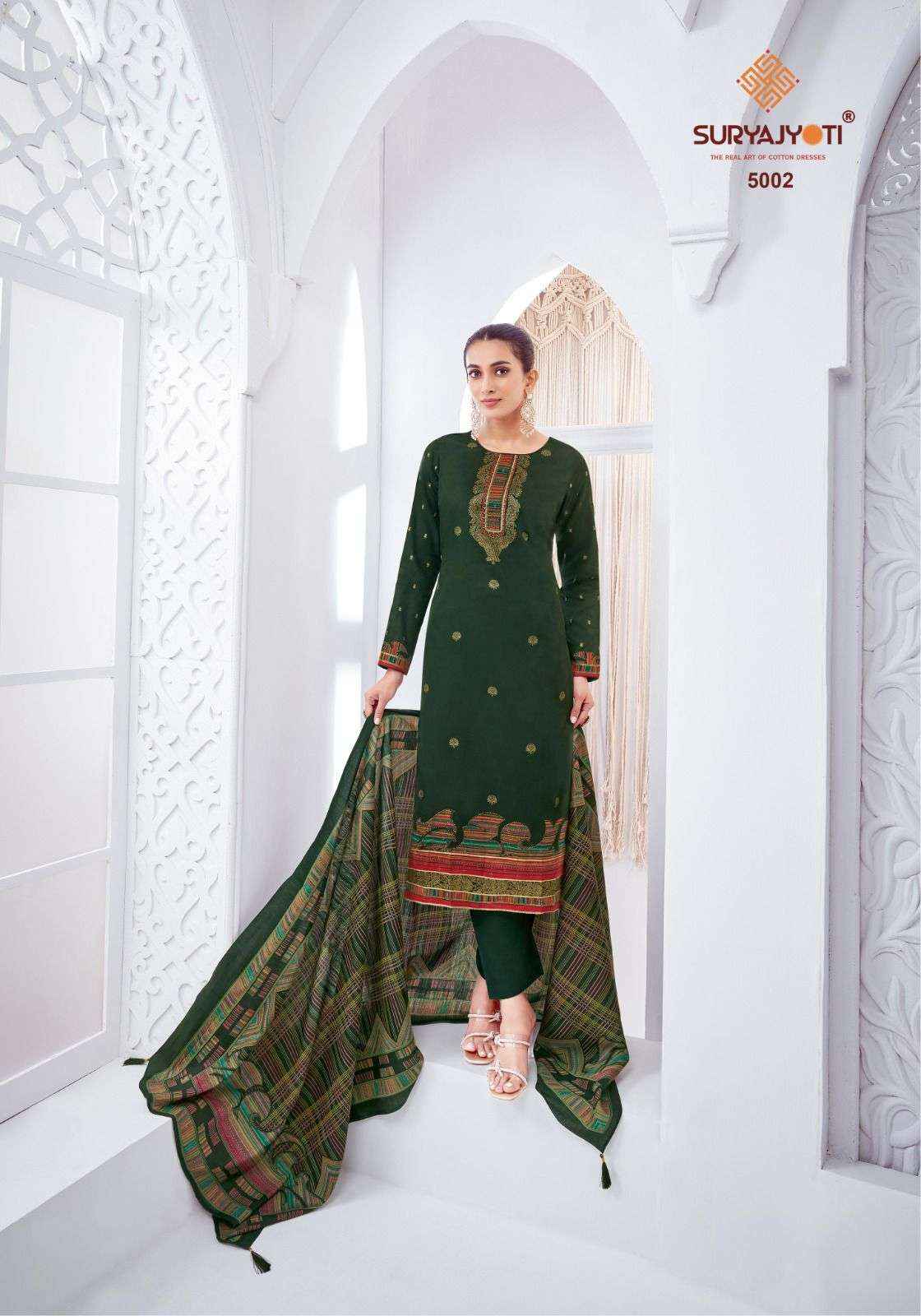 SURYAJYOTI PALLAVI VOL 5 JAM SATIN PRINT WITH FANCY DRESS MATERIAL WHOLESALE PRICE ( 6 PCS CATALOG )