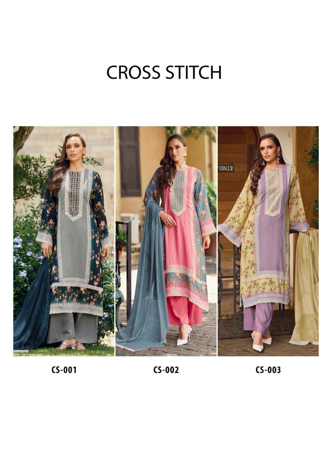 The Hermitage Shop Cross Stitch Lawn Cotton Suits Surat Online Shopping ( 6 pcs Catalogue )