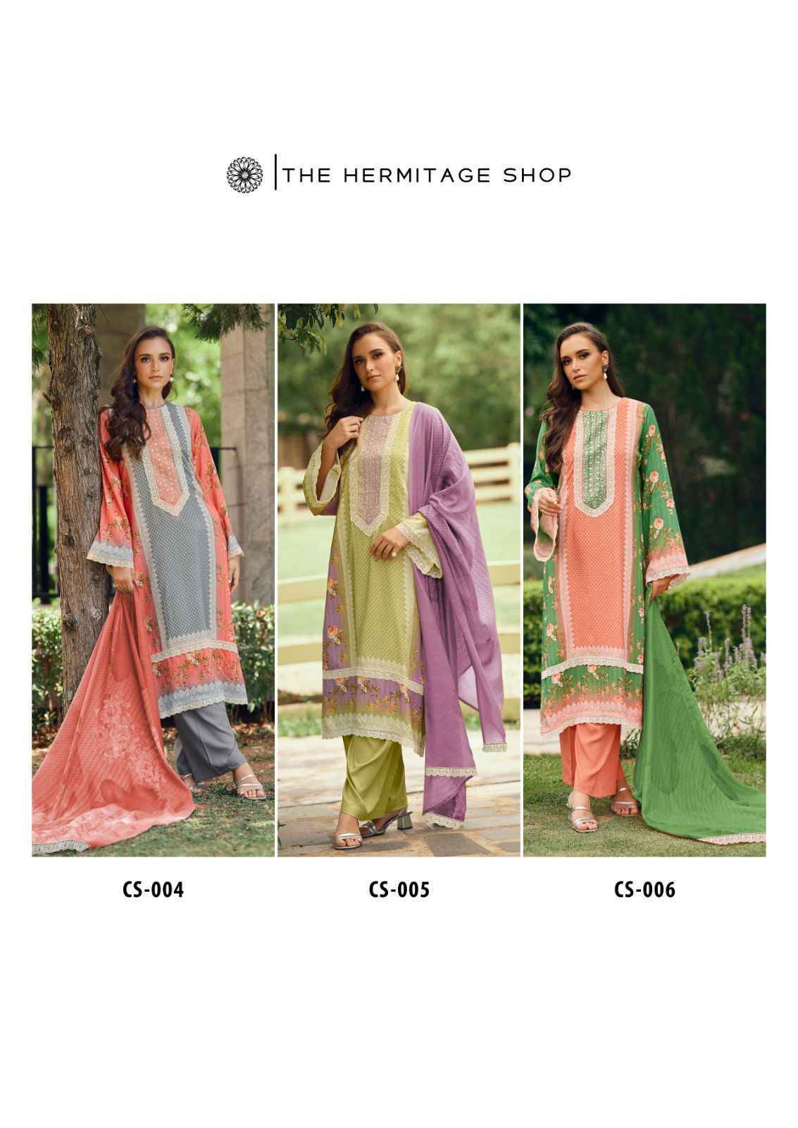 The Hermitage Shop Cross Stitch Lawn Cotton Suits Surat Online Shopping ( 6 pcs Catalogue )