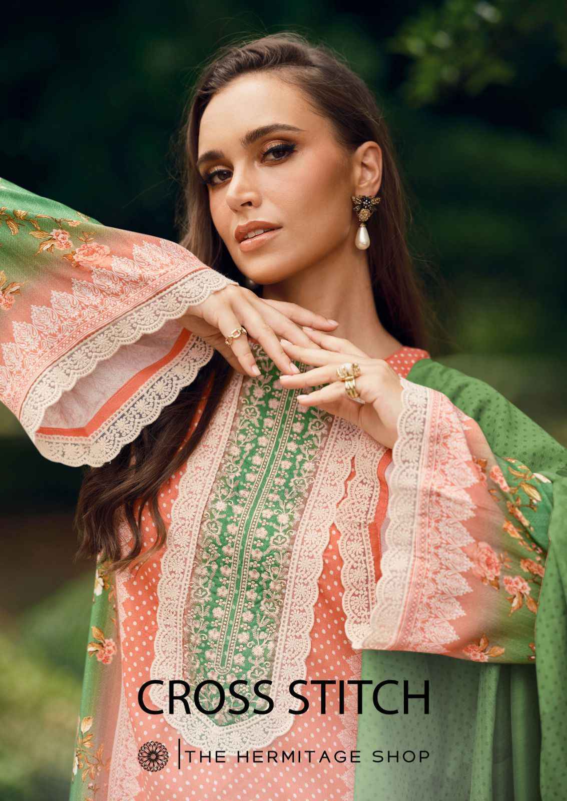 The Hermitage Shop Cross Stitch Lawn Cotton Suits Surat Online Shopping ( 6 pcs Catalogue )
