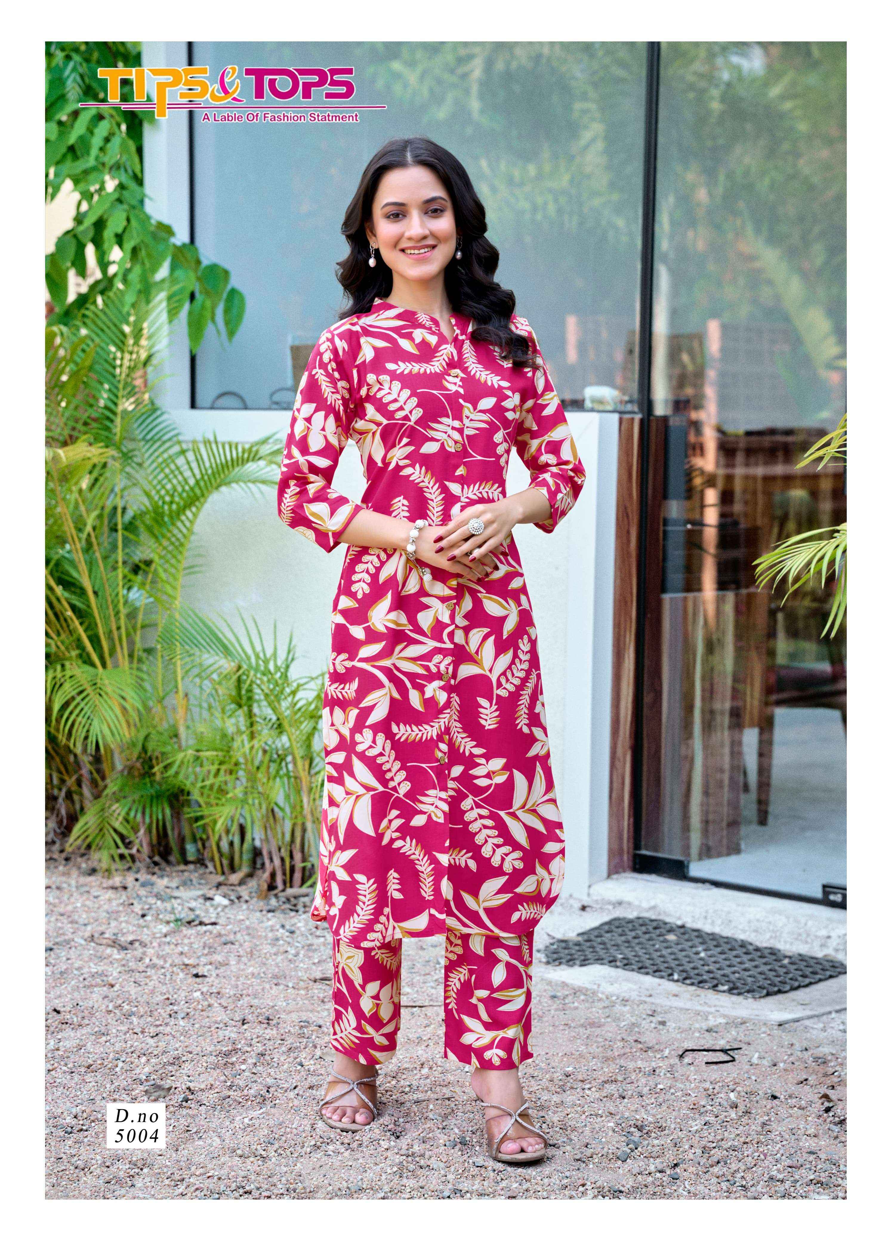 TIPS AND TOPS CINDERELLA VOL 5 RAYON PRINT FANCY KURTI WITH BOTTOM PAIR WHOLESALE PRICE ( 6 PCS CATALOG )