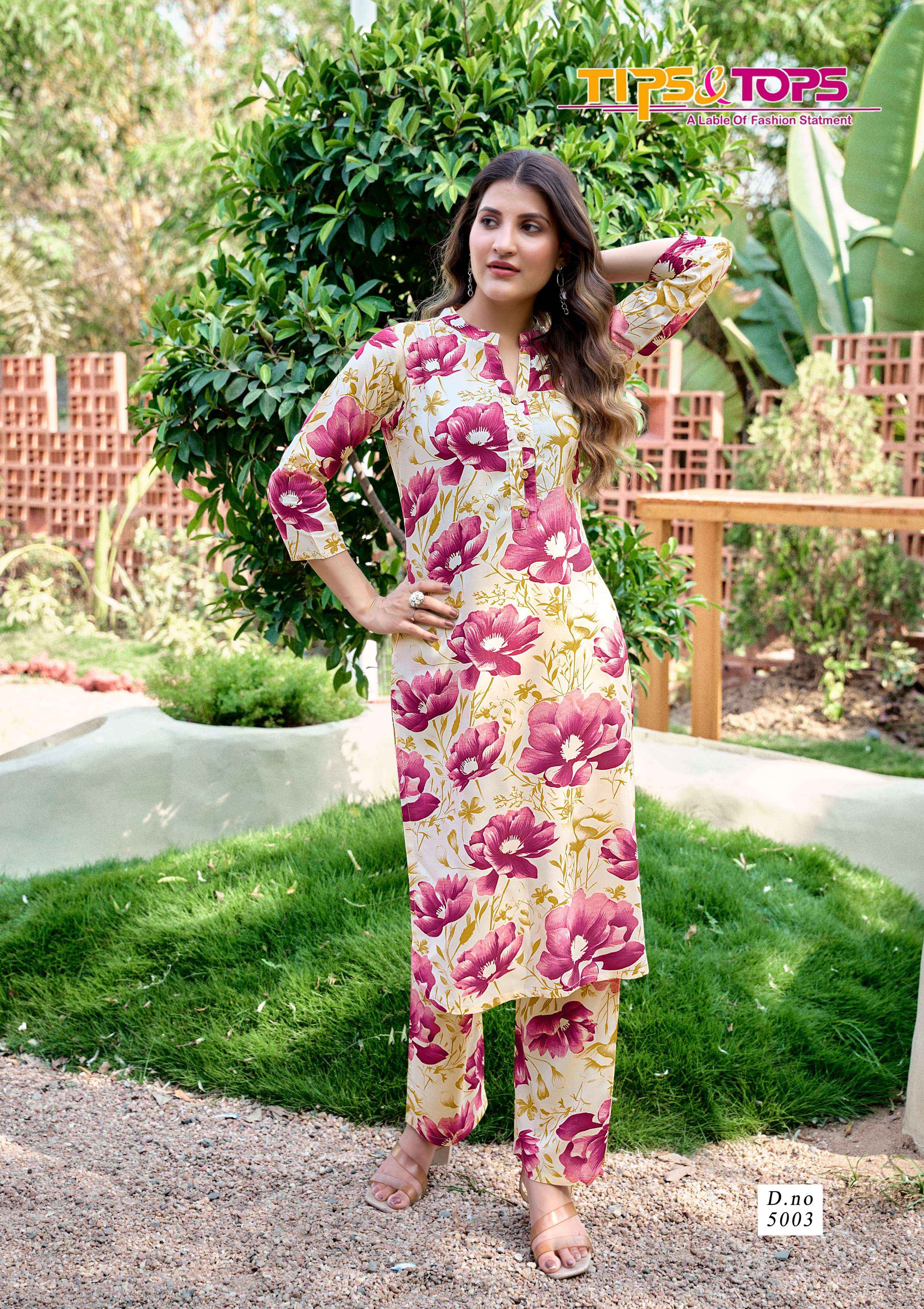 TIPS AND TOPS CINDERELLA VOL 5 RAYON PRINT FANCY KURTI WITH BOTTOM PAIR WHOLESALE PRICE ( 6 PCS CATALOG )
