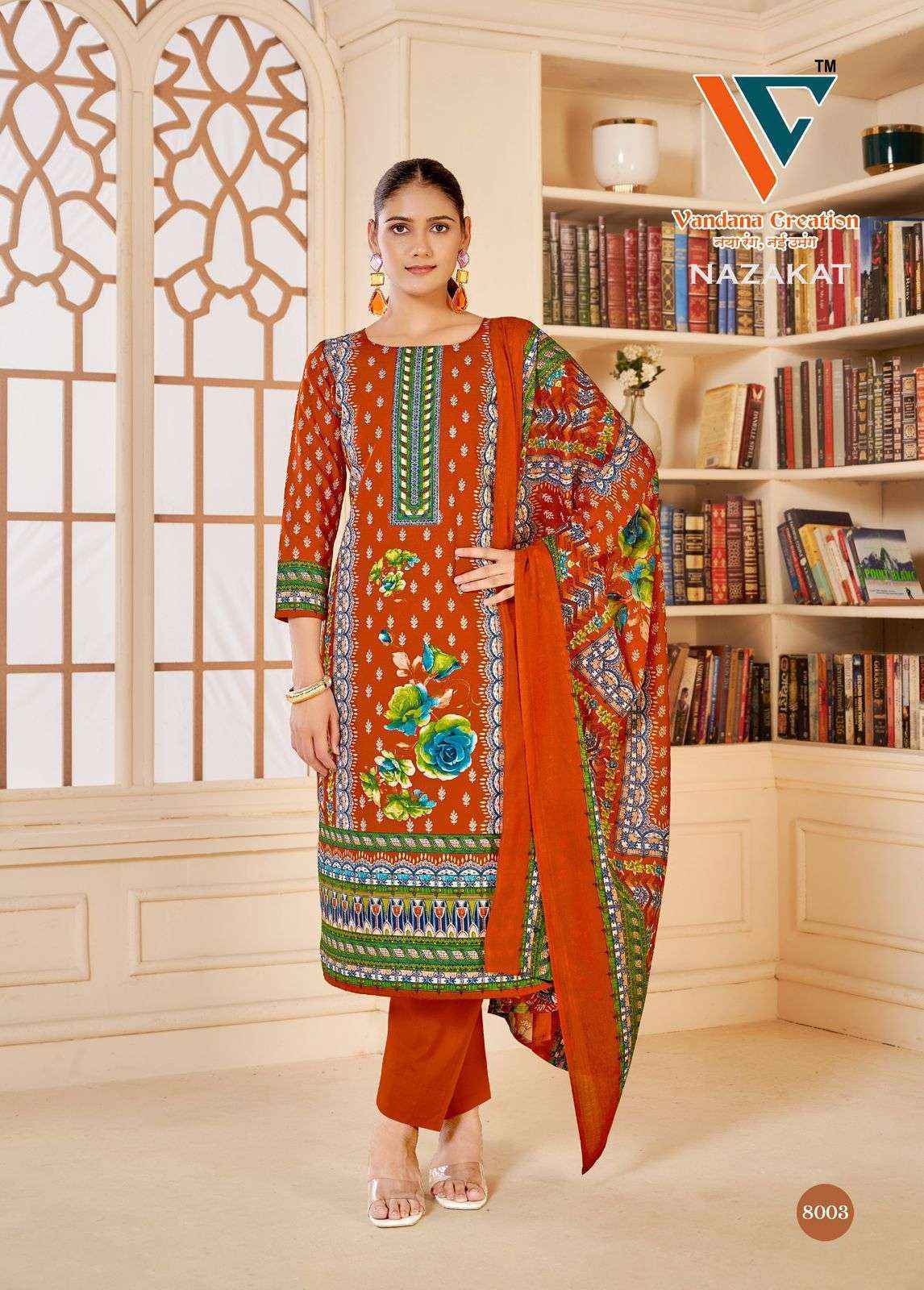 Vandana Creation Nazakat Vol 8 Cotton Dress Material Wholesale Price ( 8 Pcs Catalog )
