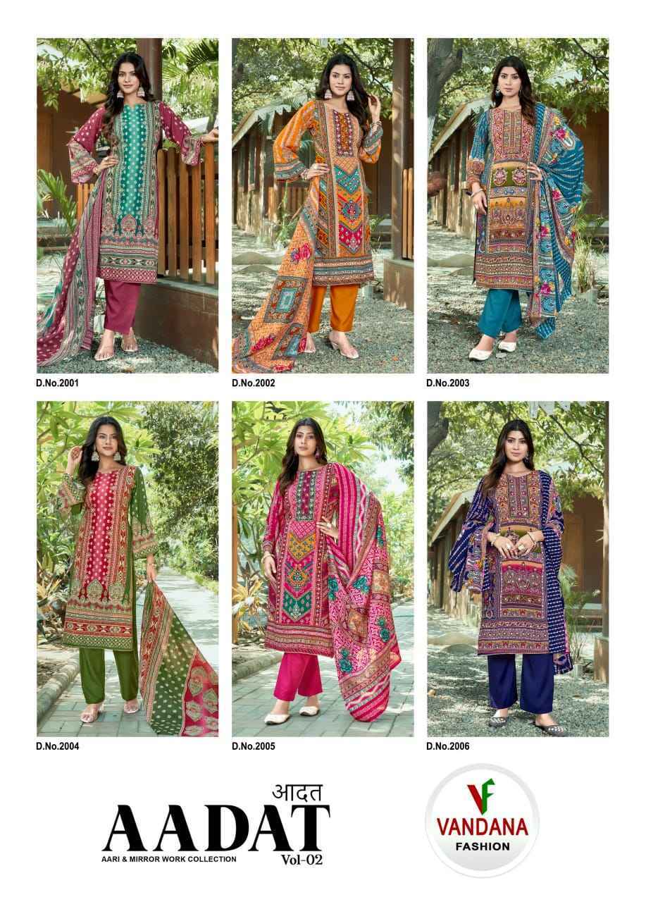Vandana Fashion Aadat Vol 2 Viscouse Rayon Pakistani Suits ( 6 pcs Catalogue )